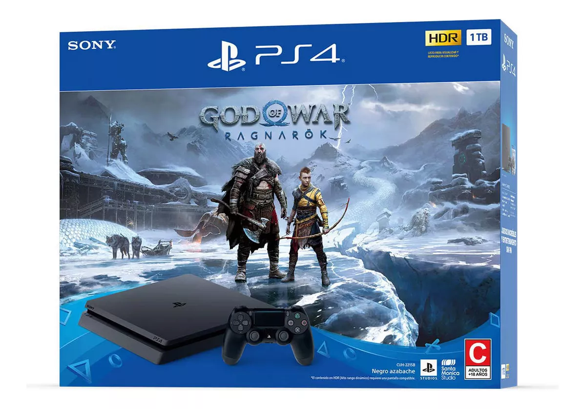 PlayStation 4 Slim 1TB Bundle God of War Ragnarok Físico negro