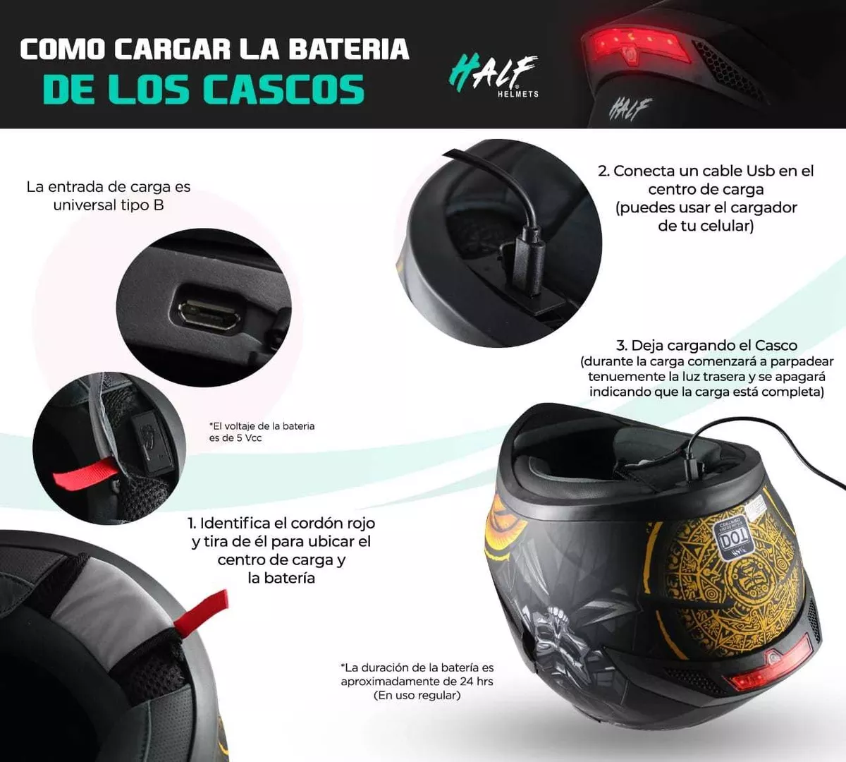 Casco Negro Mate Stop Led Luz Abatible Certificado Pulsar