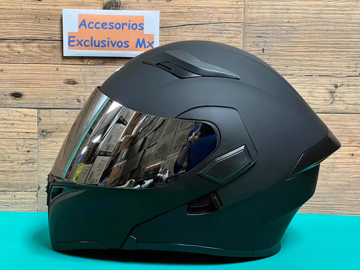 Casco Negro Mate Stop Led Luz Abatible Certificado Pulsar