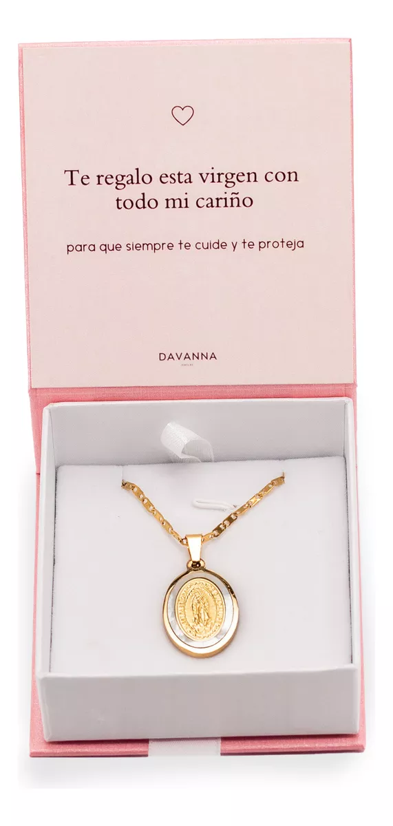 Collar Virgen Perla Real Regalo Mama Esposa Acero Chapa 18k