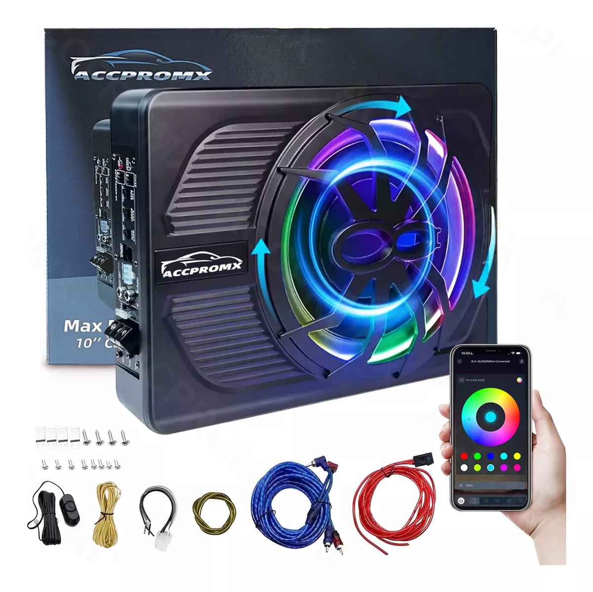 Subwoofer Amplificado 10 800w Rgb Bocinas Bajo Amplificados