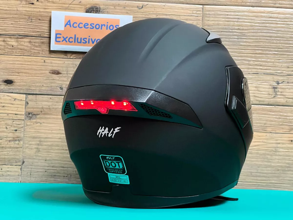 Casco Negro Mate Stop Led Luz Abatible Certificado Pulsar