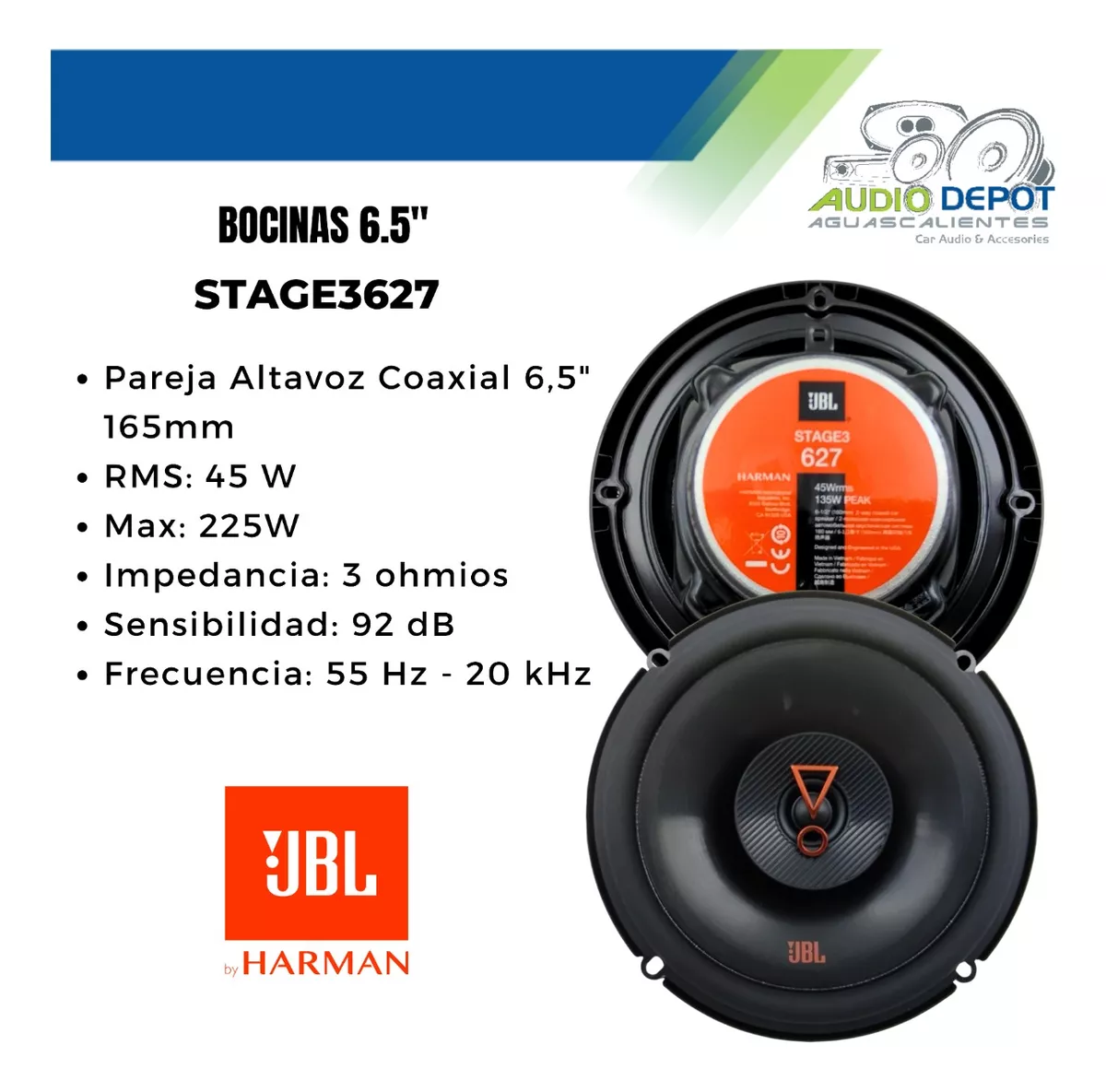 Par De Bocinas 225w Max Jbl De 6.5 PuLG 2 Vías Stage3627