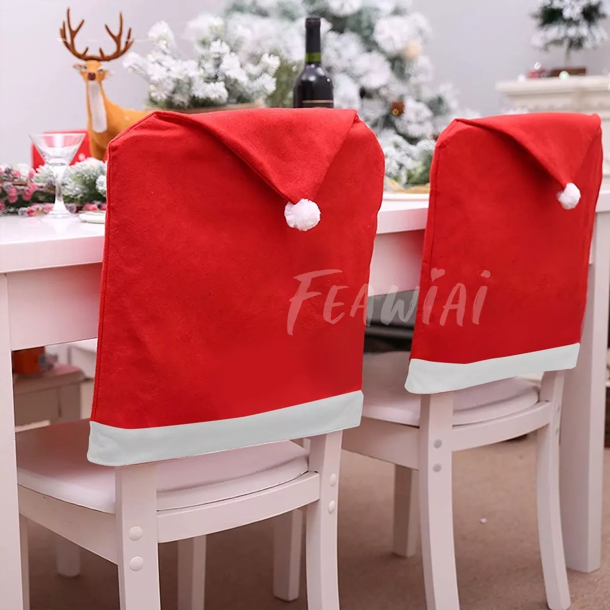 4 Fundas Navideñas Para Sillas,decoraciones Navidad Comedor
