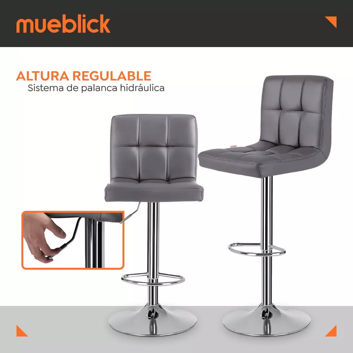 Set 2 Bancos Altos Cocina Barra Silla Desayunador Mueblick