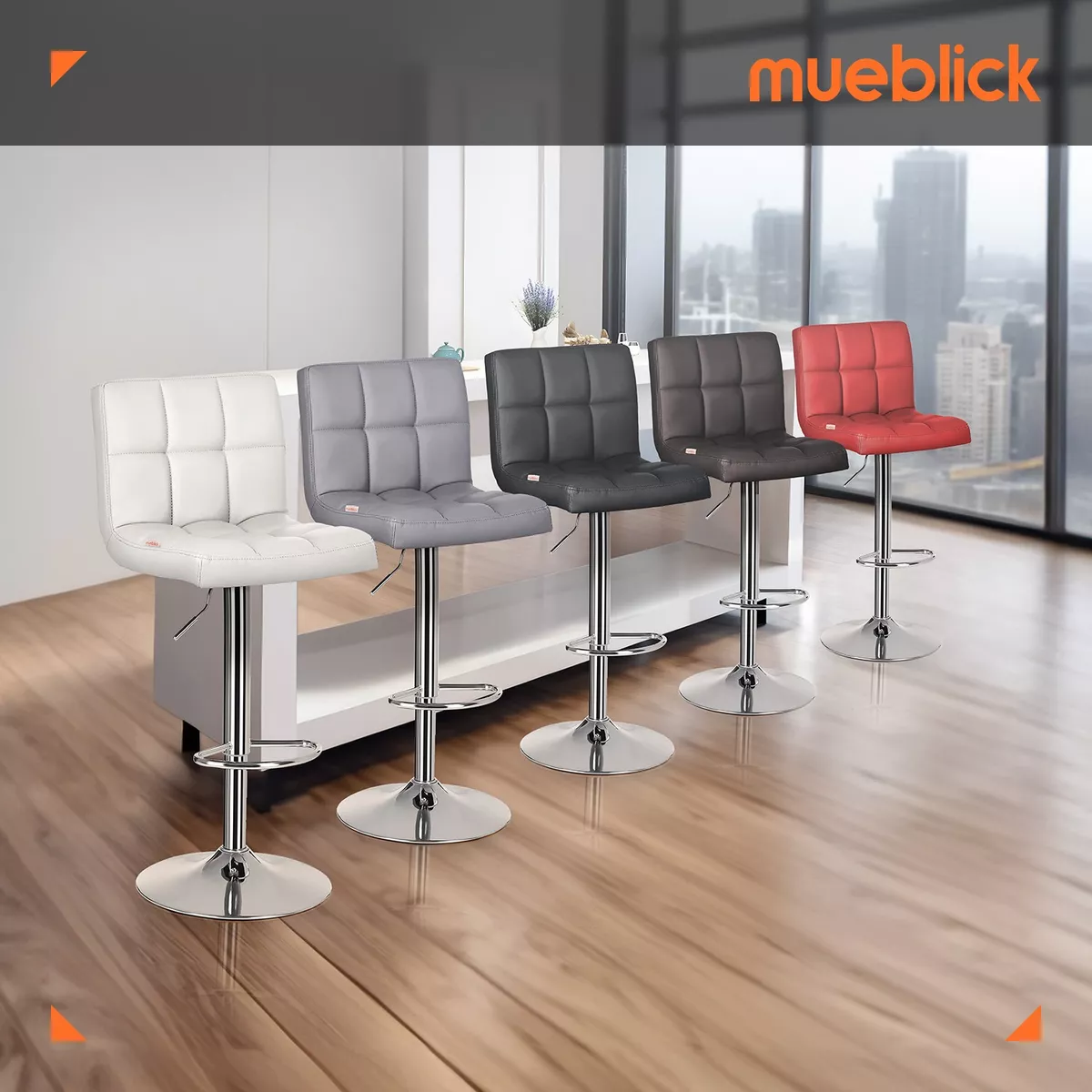 Set 2 Bancos Altos Cocina Barra Silla Desayunador Mueblick