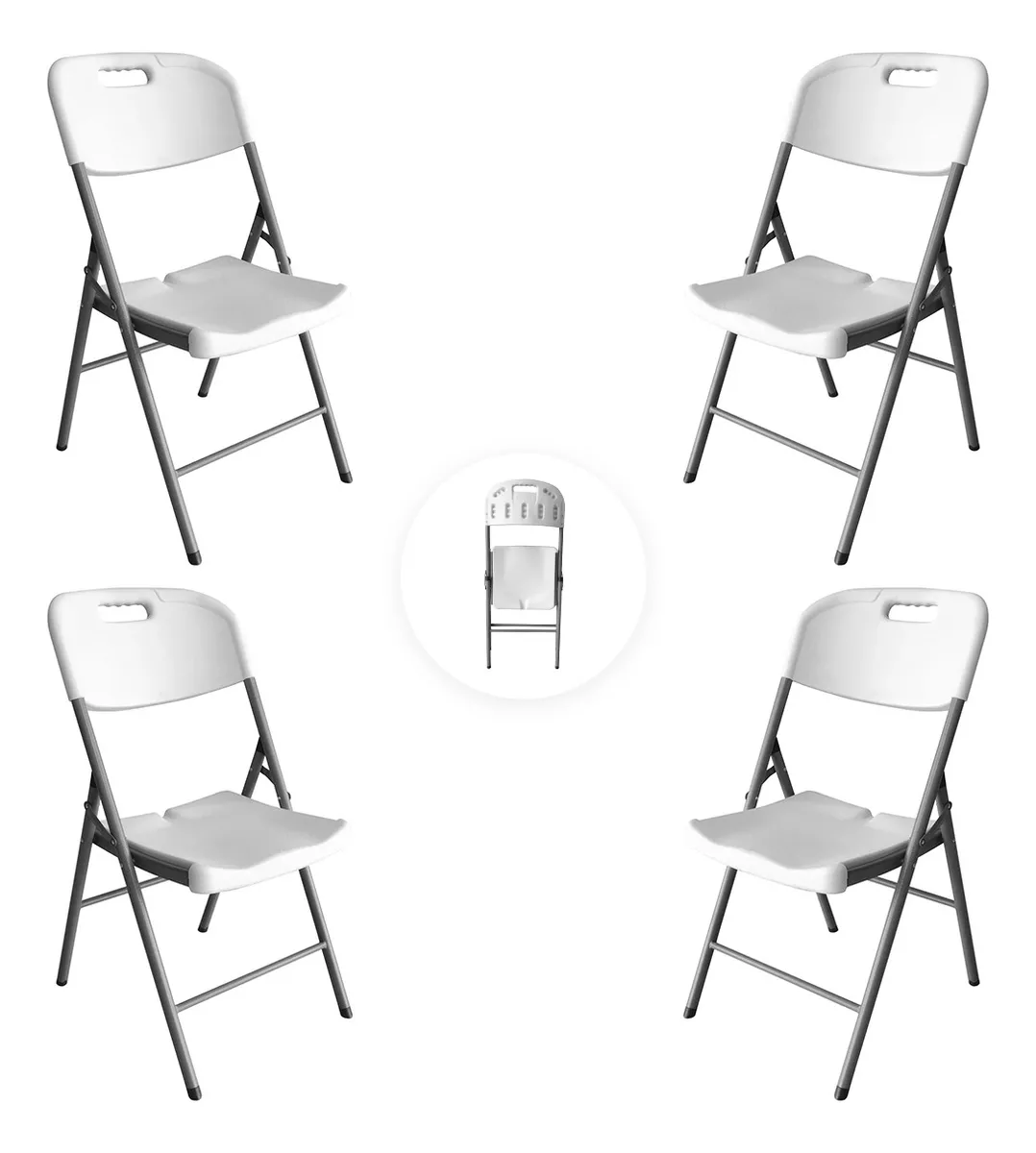 4 Sillas Plegables Plástico Reforzado De Exterior/interior