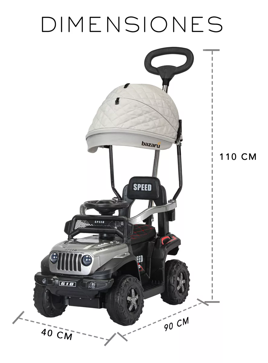 Carrito Montable Sombrilla Push Car Luces Y Sonido Niño