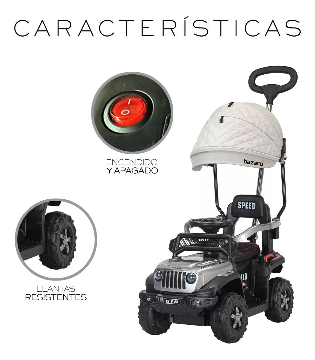 Carrito Montable Sombrilla Push Car Luces Y Sonido Niño