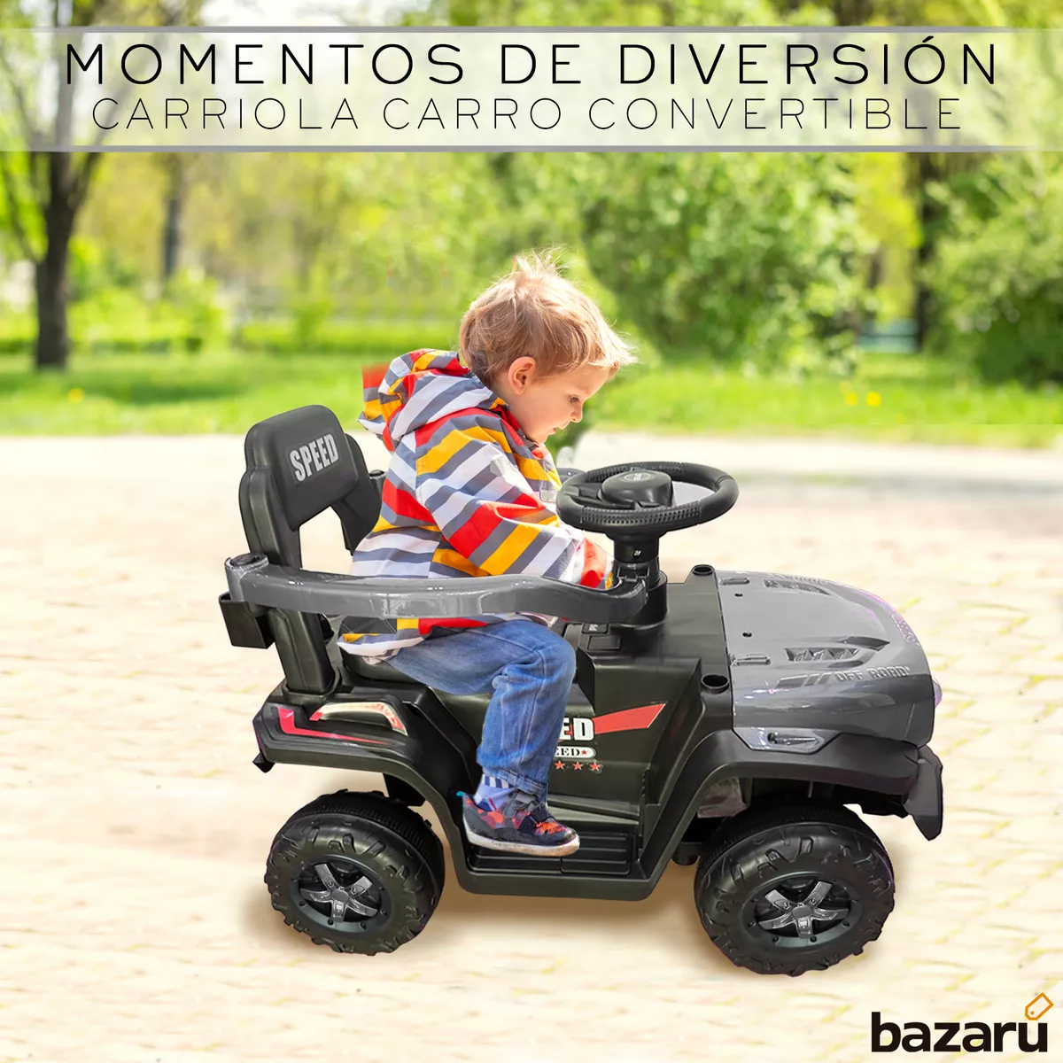 Carrito Montable Sombrilla Push Car Luces Y Sonido Niño