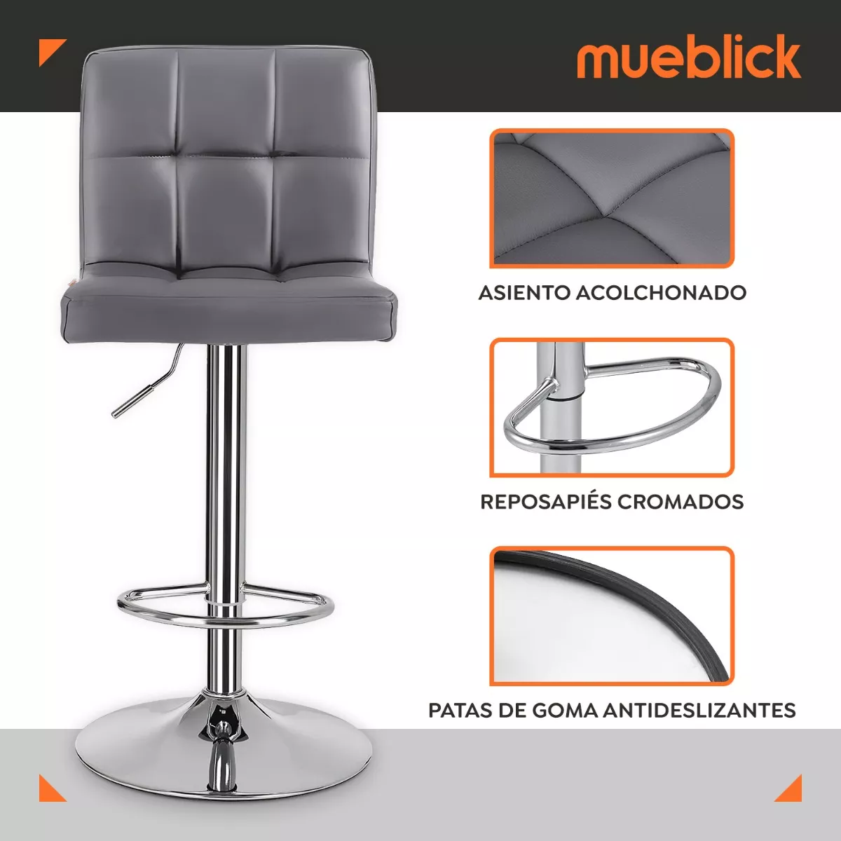 Set 2 Bancos Altos Cocina Barra Silla Desayunador Mueblick