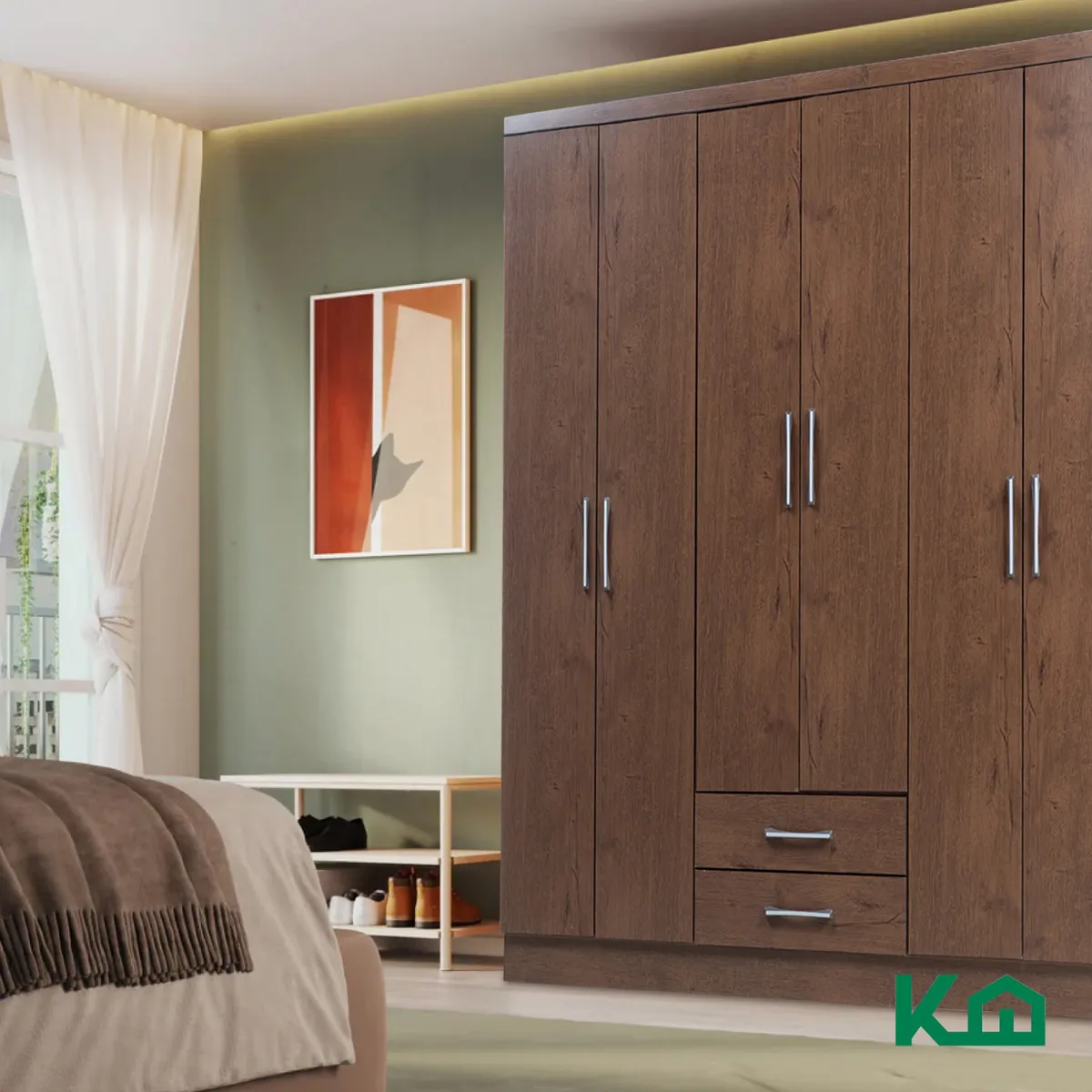 Closet Ropero Armario Moderno Mueble 6 Puertas 2 Cajones