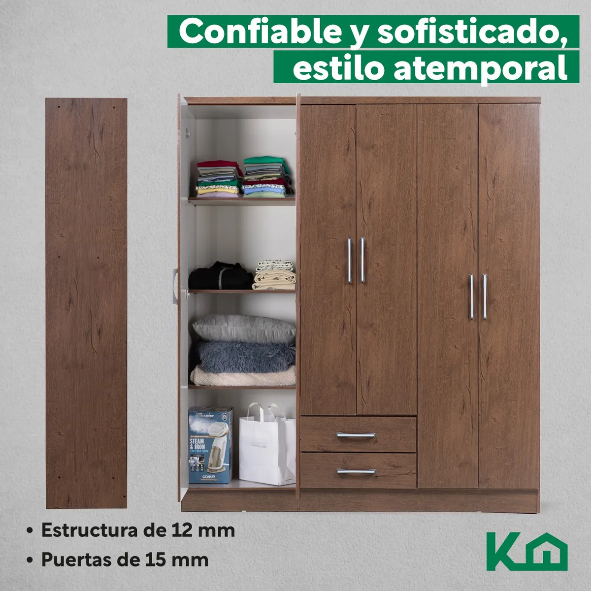 Closet Ropero Armario Moderno Mueble 6 Puertas 2 Cajones