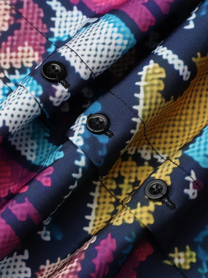 Christmas Chest Pocket Short Sleeve Casual Shirt