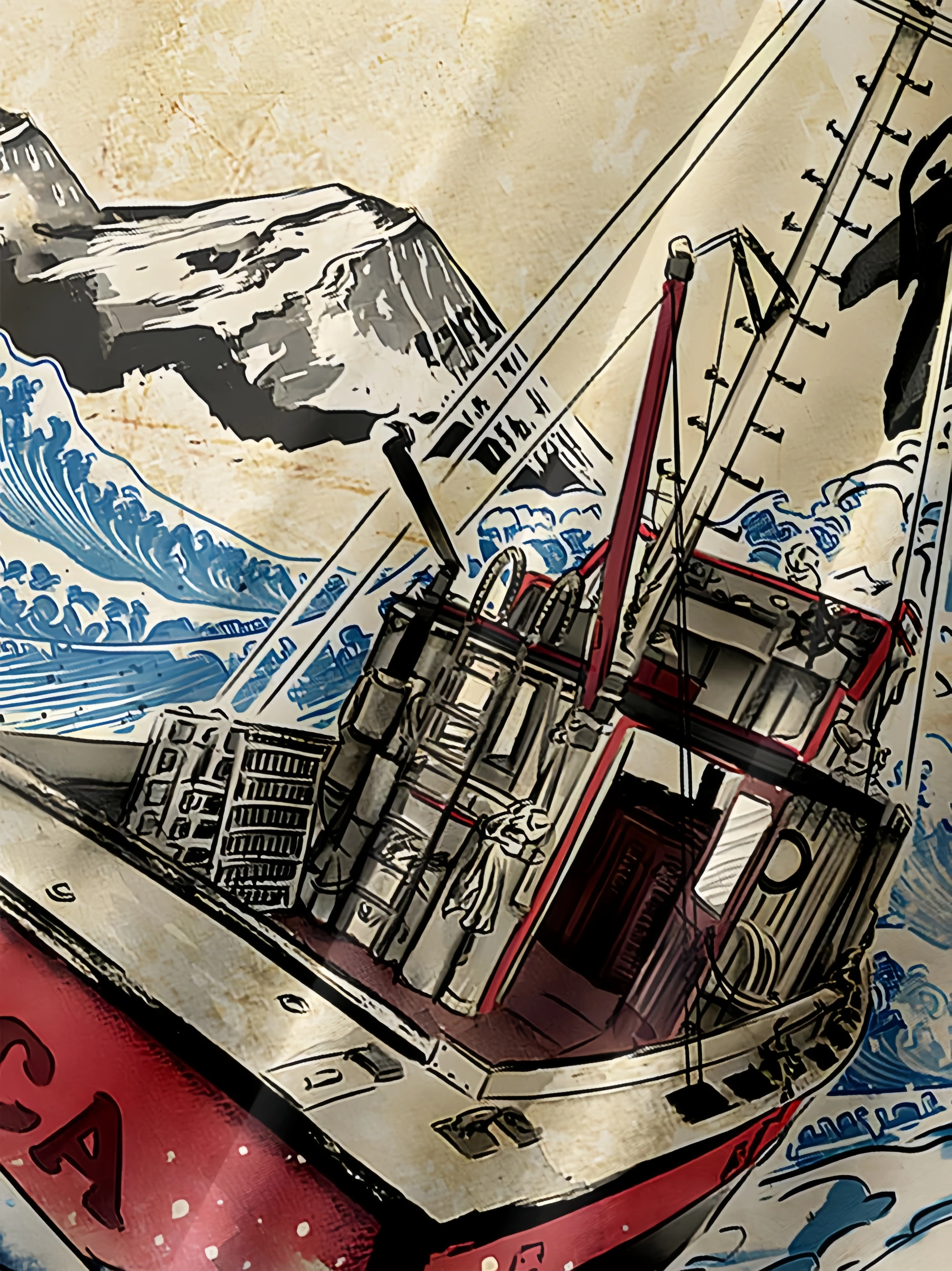 Japanese Ukiyo-e Ocean Wave Chest Pocket Short Sleeve Hawaiian Shirt