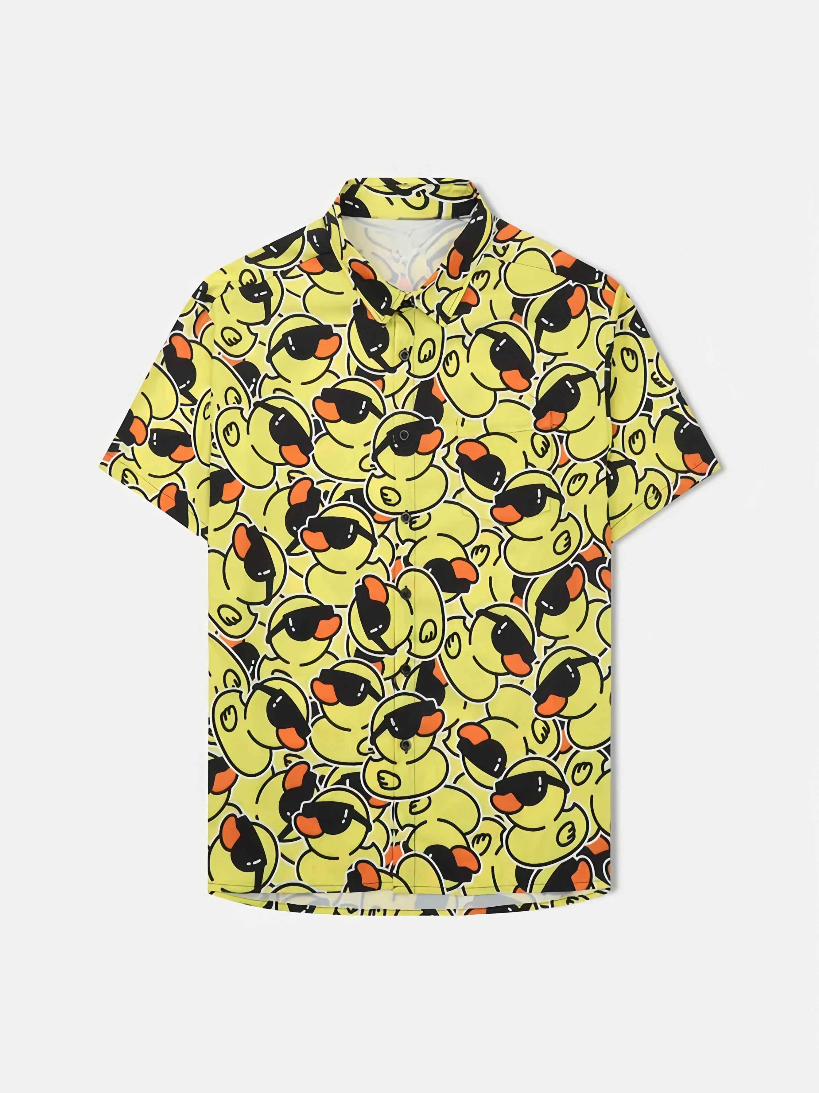 Duckling Chest Pocket Short Sleeve Casual Shirt