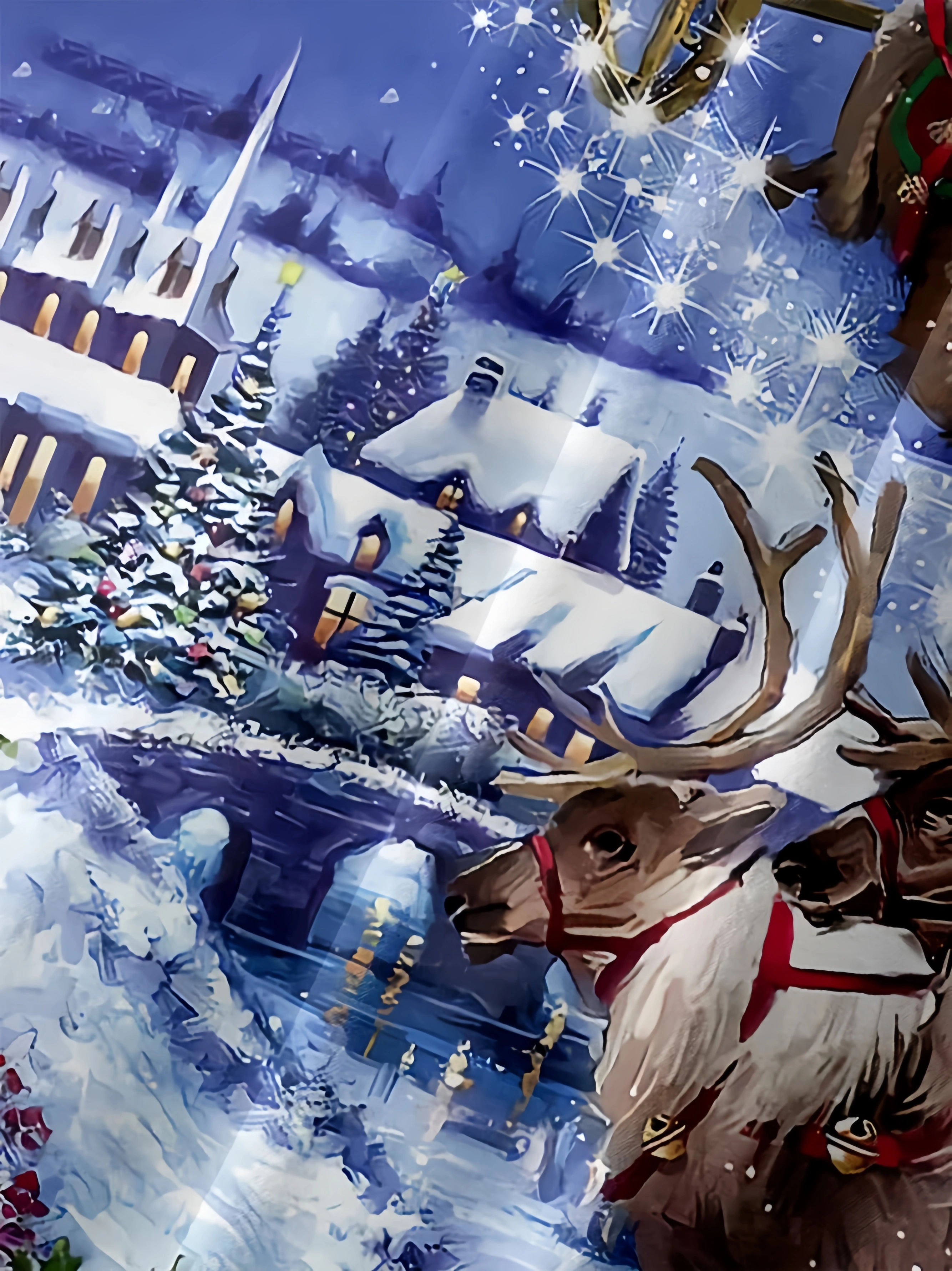 Christmas Santa Claus Reindeer Chest Pocket Short Sleeve Shirt