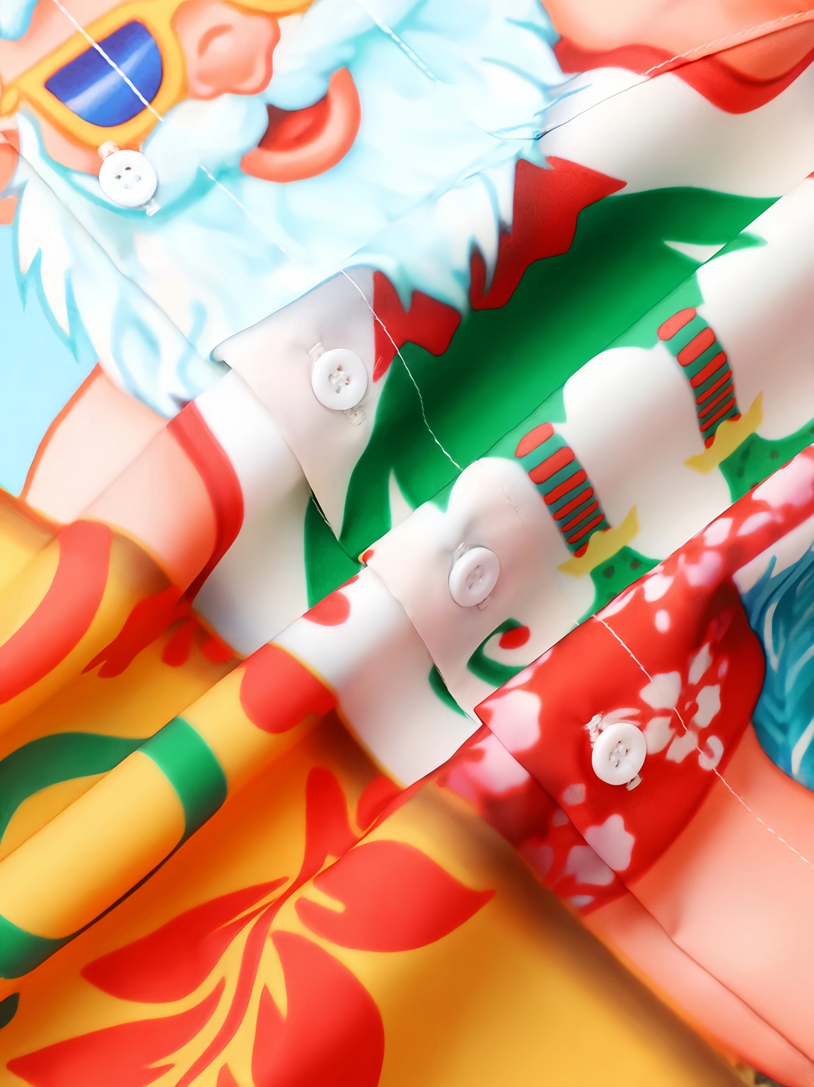 Santa Claus Chest Pocket Short Sleeve Hawaiian Shirt