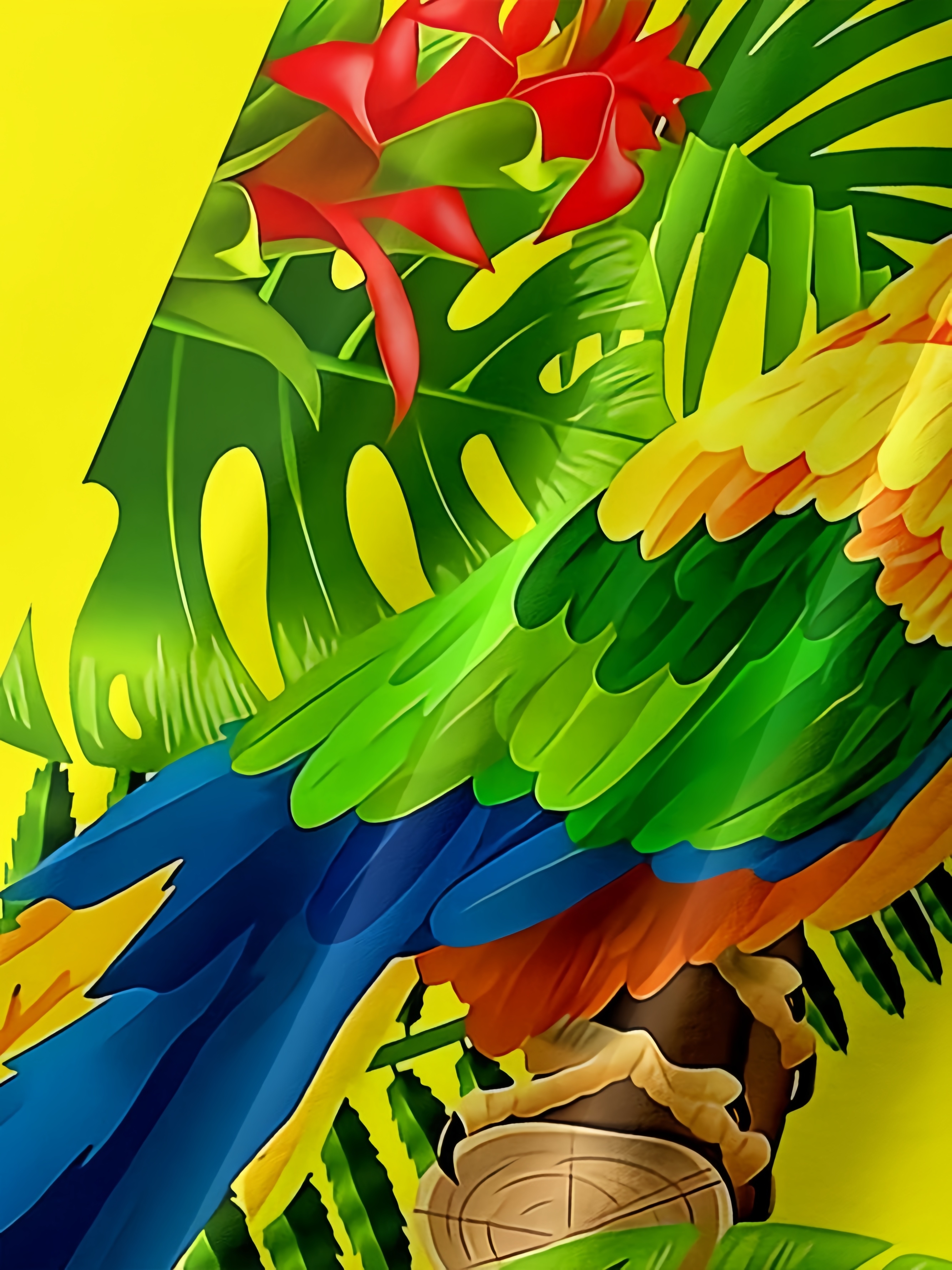 Parrot Chest Pocket Short Sleeve Hawaiian Shirt