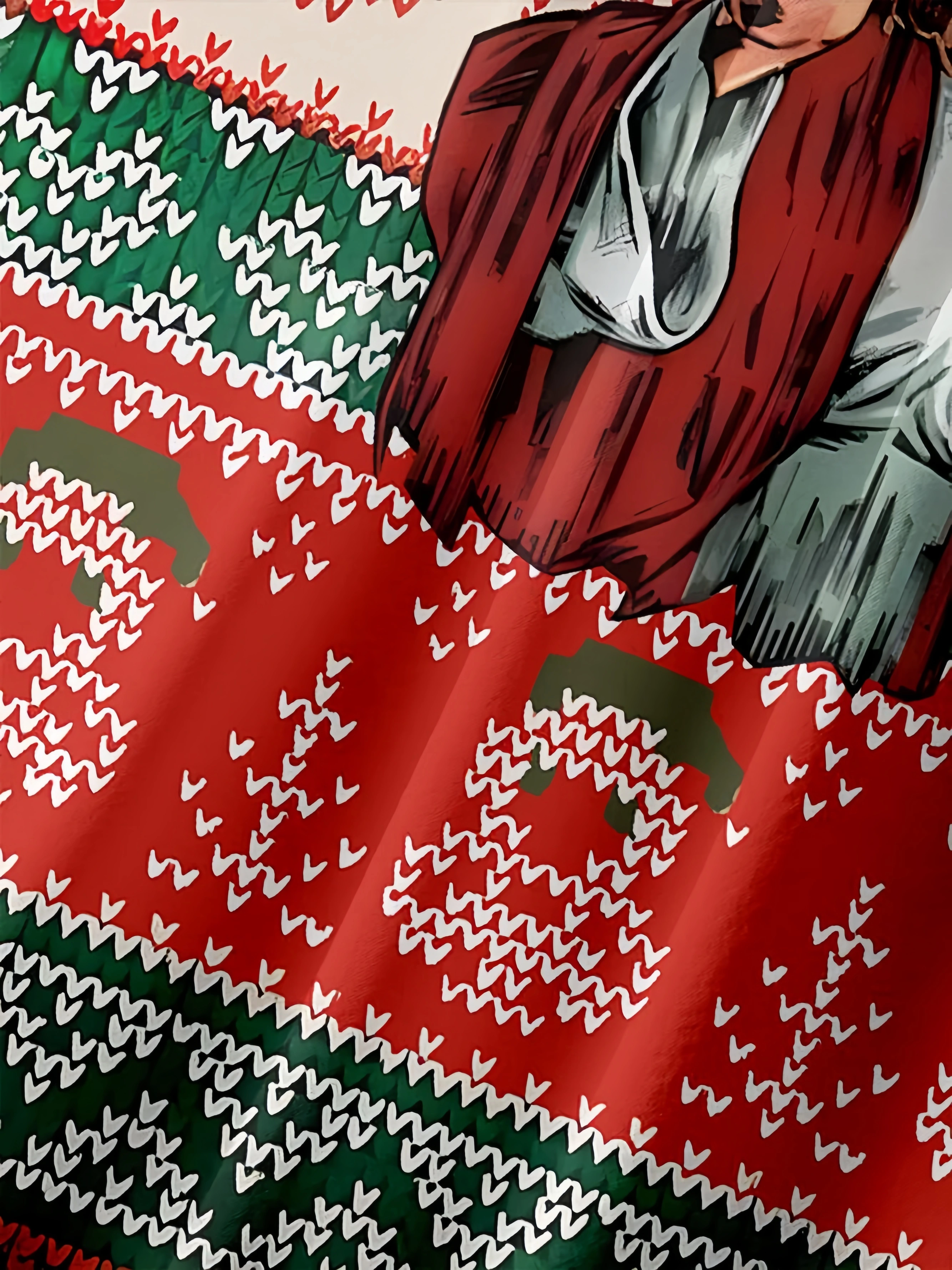 Santa Claus Jesus Selfie Ugly Chest Pocket Short Sleeve Holiday Shirt