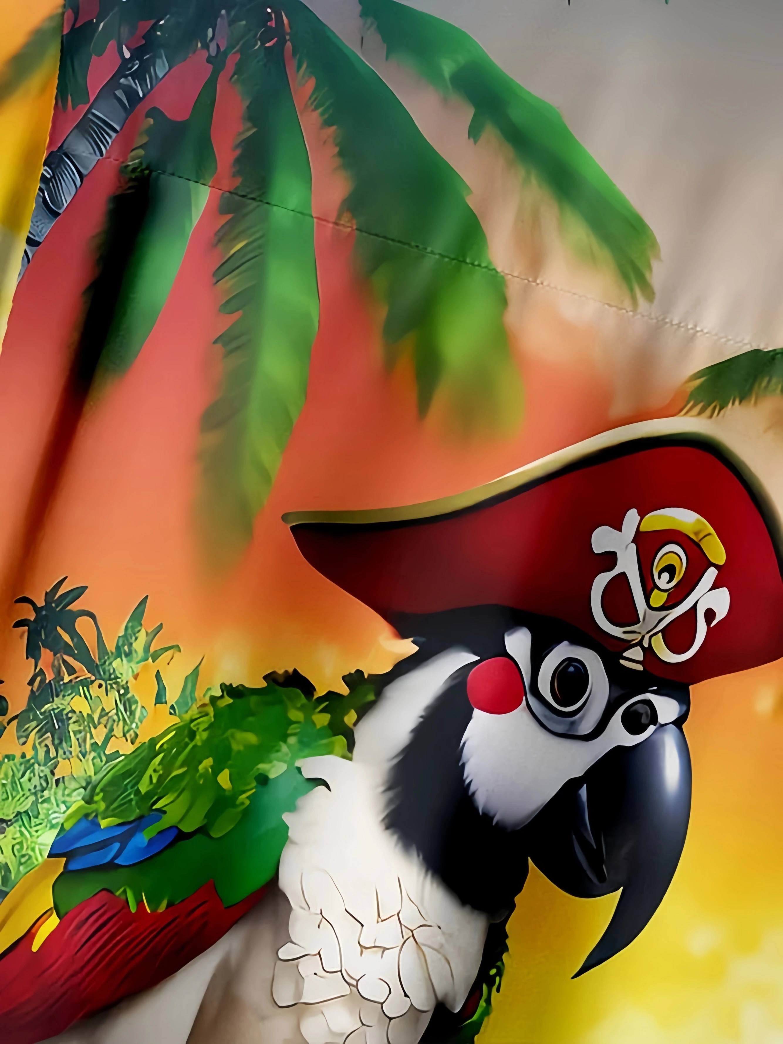 Pirate Parrot Chest Pocket Short Sleeve Hawaiian Shirt