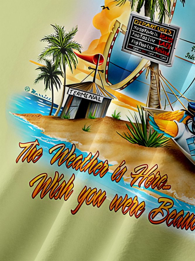 Map Chest Pocket Short Sleeve Hawaiian Shirt