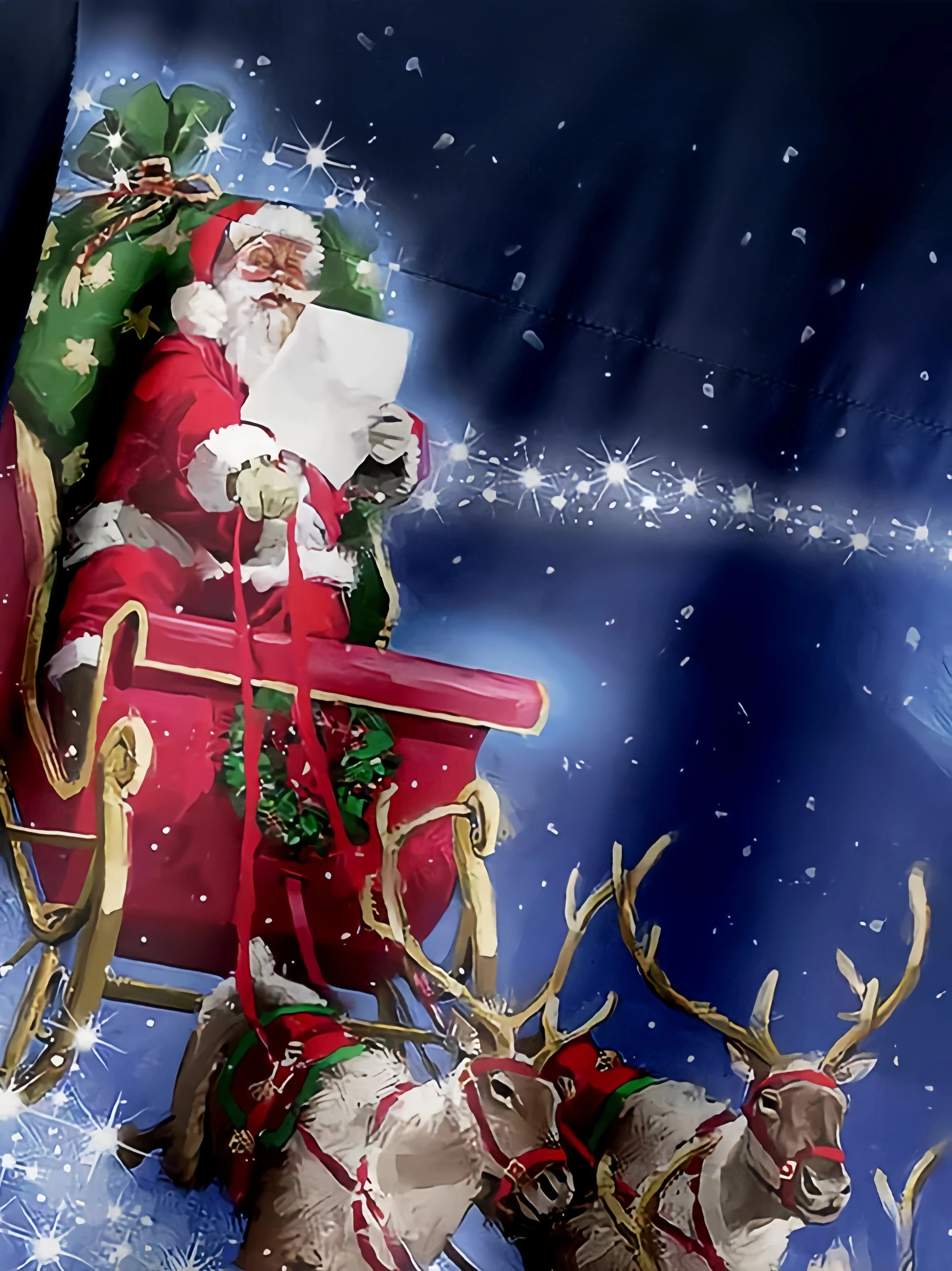 Christmas Santa Claus Reindeer Chest Pocket Short Sleeve Shirt