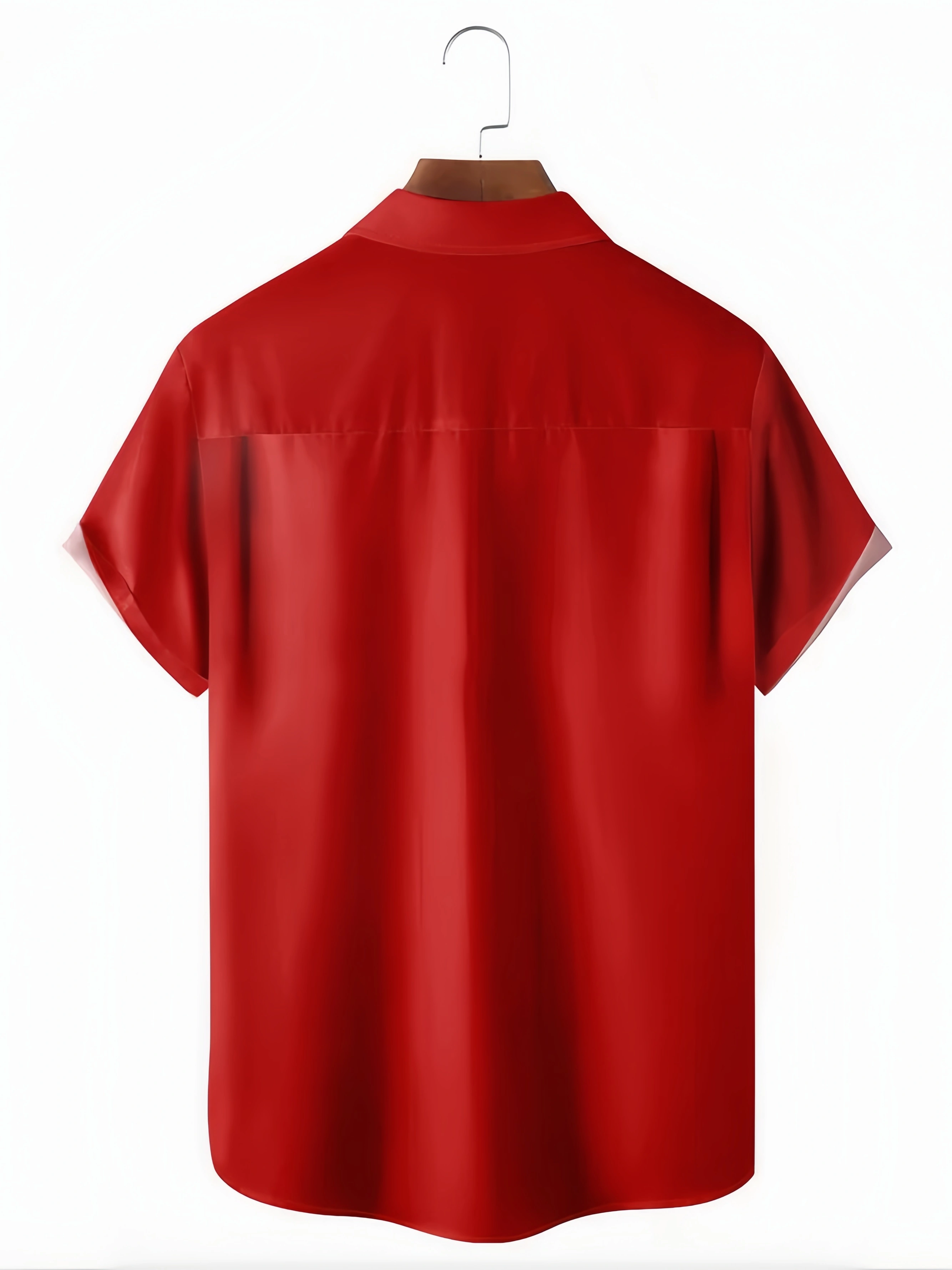 Christmas Bigfoot Chest Pocket Short Sleeve Bowling Shirt