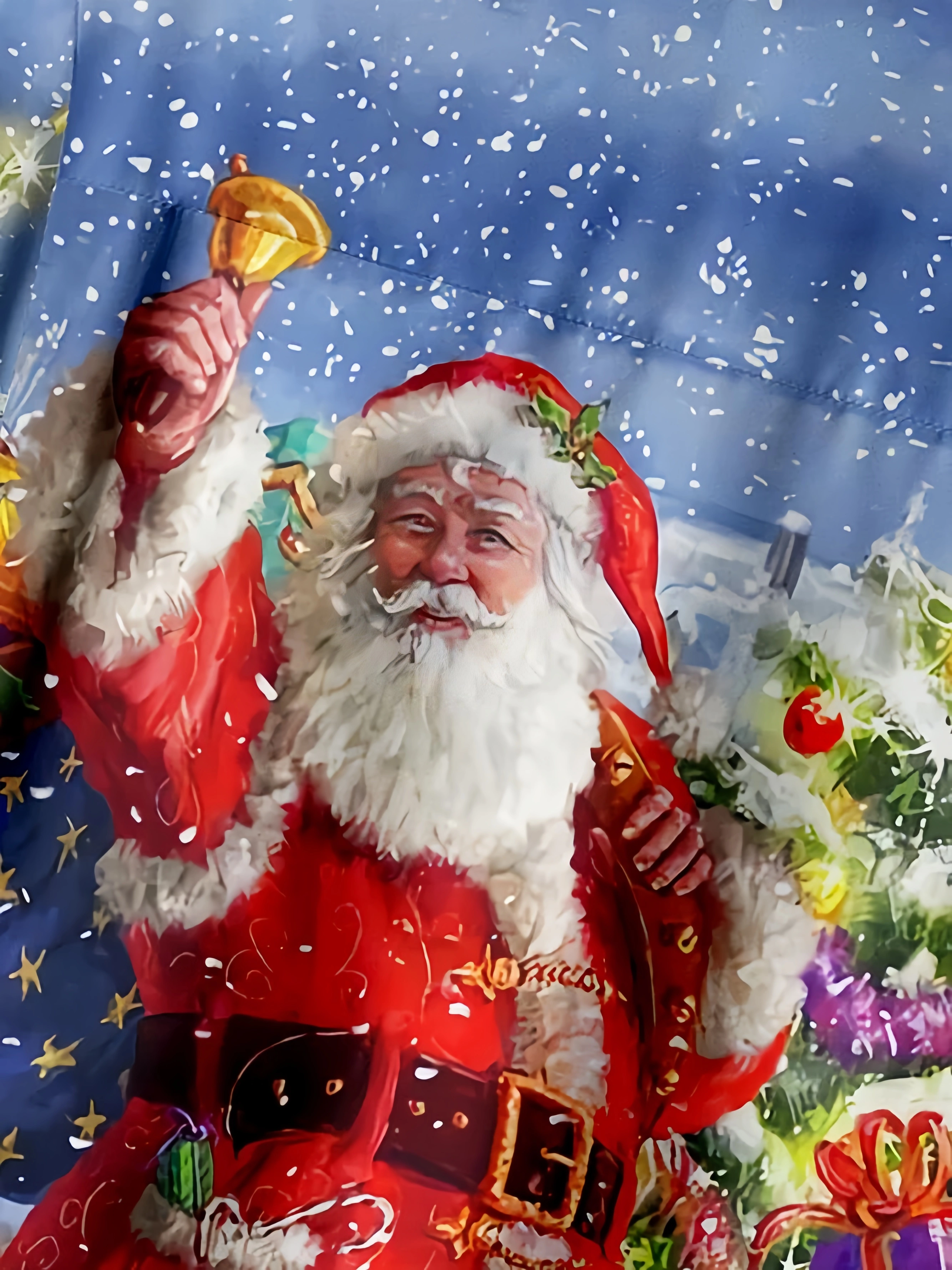 Christmas Santa Chest Pocket Short Sleeve Casual Shirt