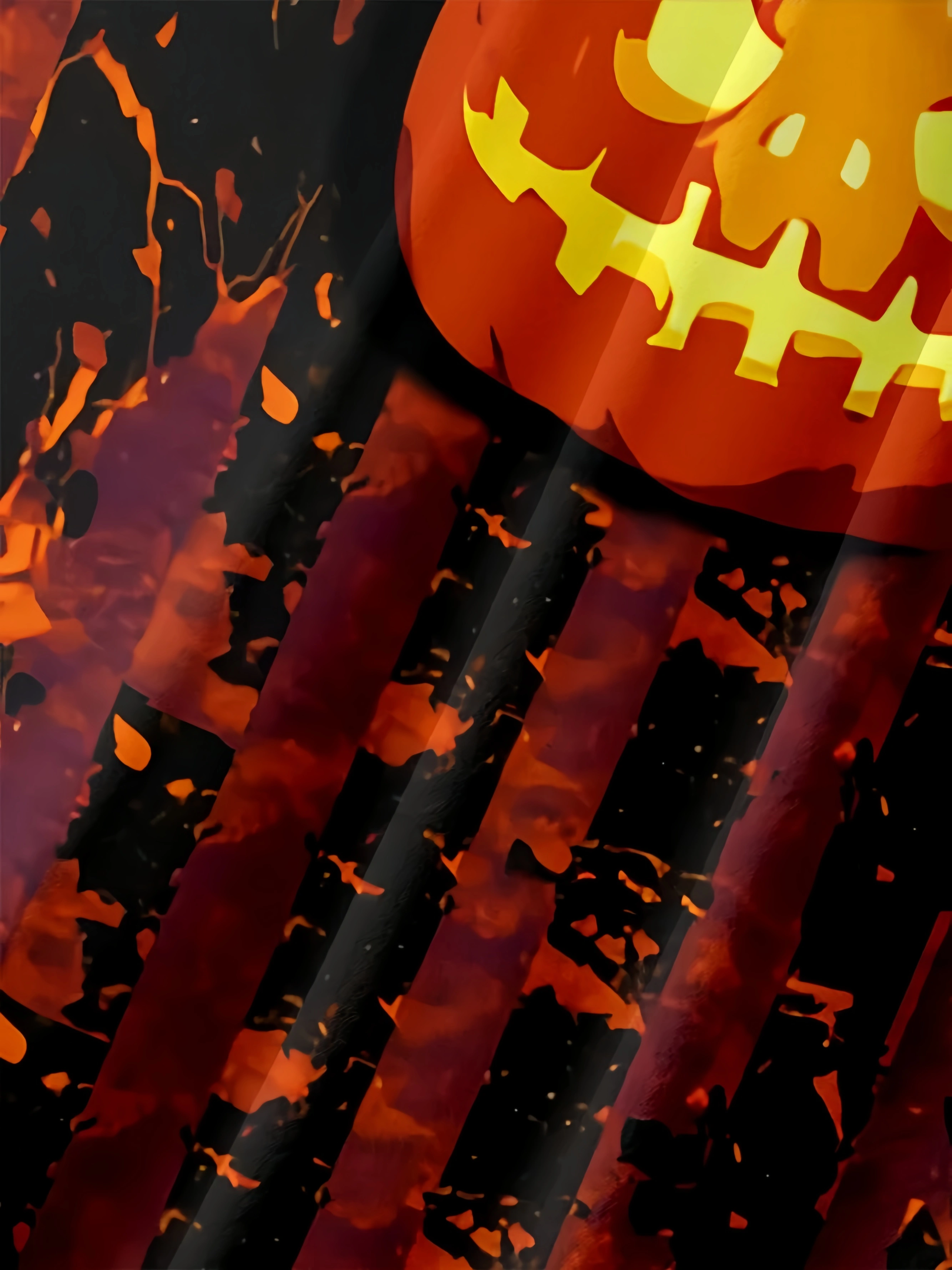 American Flag Halloween Pumpkin Chest Pocket Short Sleeve Shirt