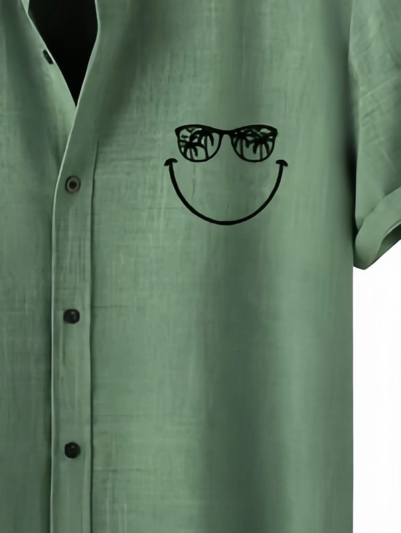 Smiling Face Short Sleeve Casual Shirt