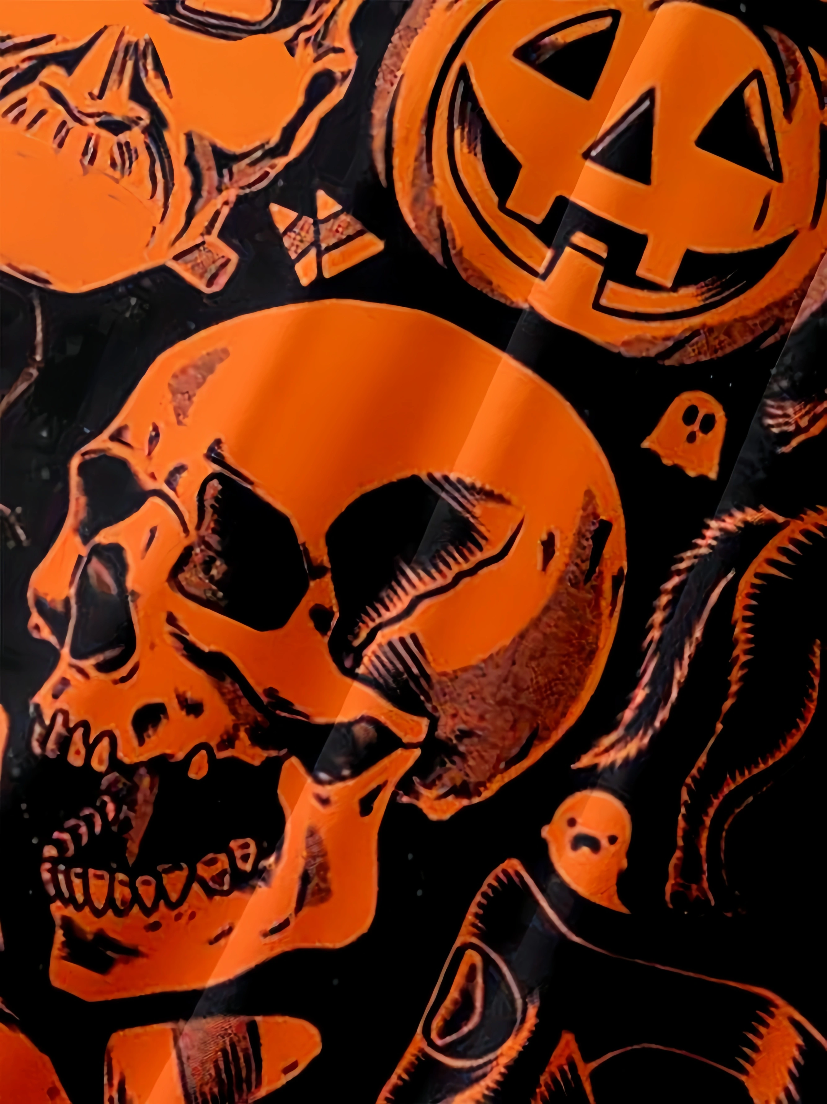 Men's Halloween Print Anti-Wrinkle Moisture Wicking Fabric Fashion Hawaiian Lapel Short Sleeve Shirt