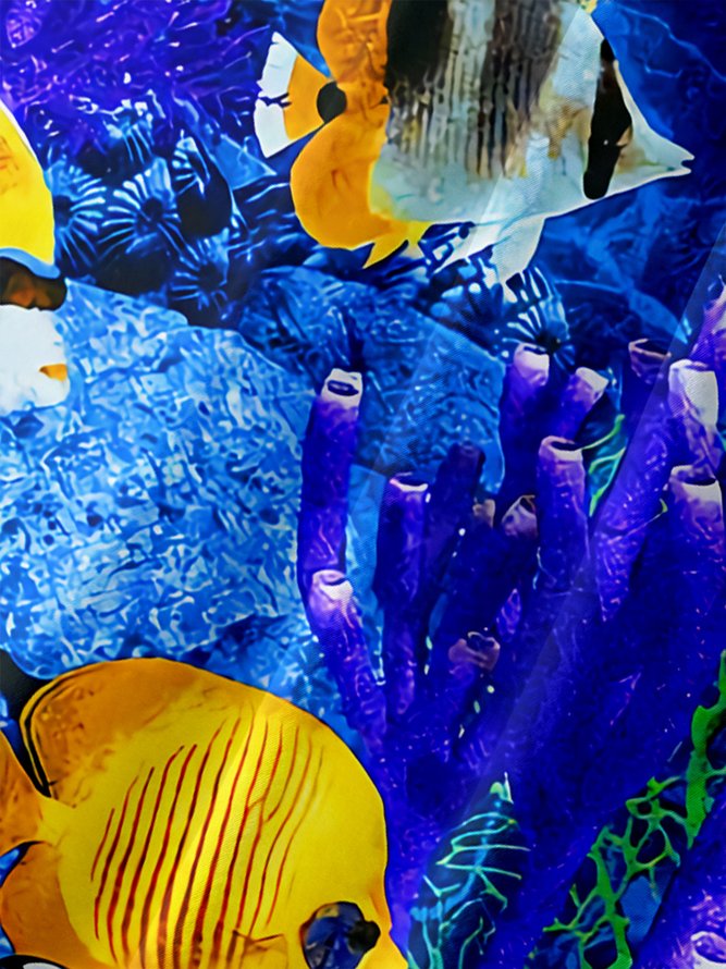 Marine Life Chest Pocket Short Sleeve Hawaiian Shirt