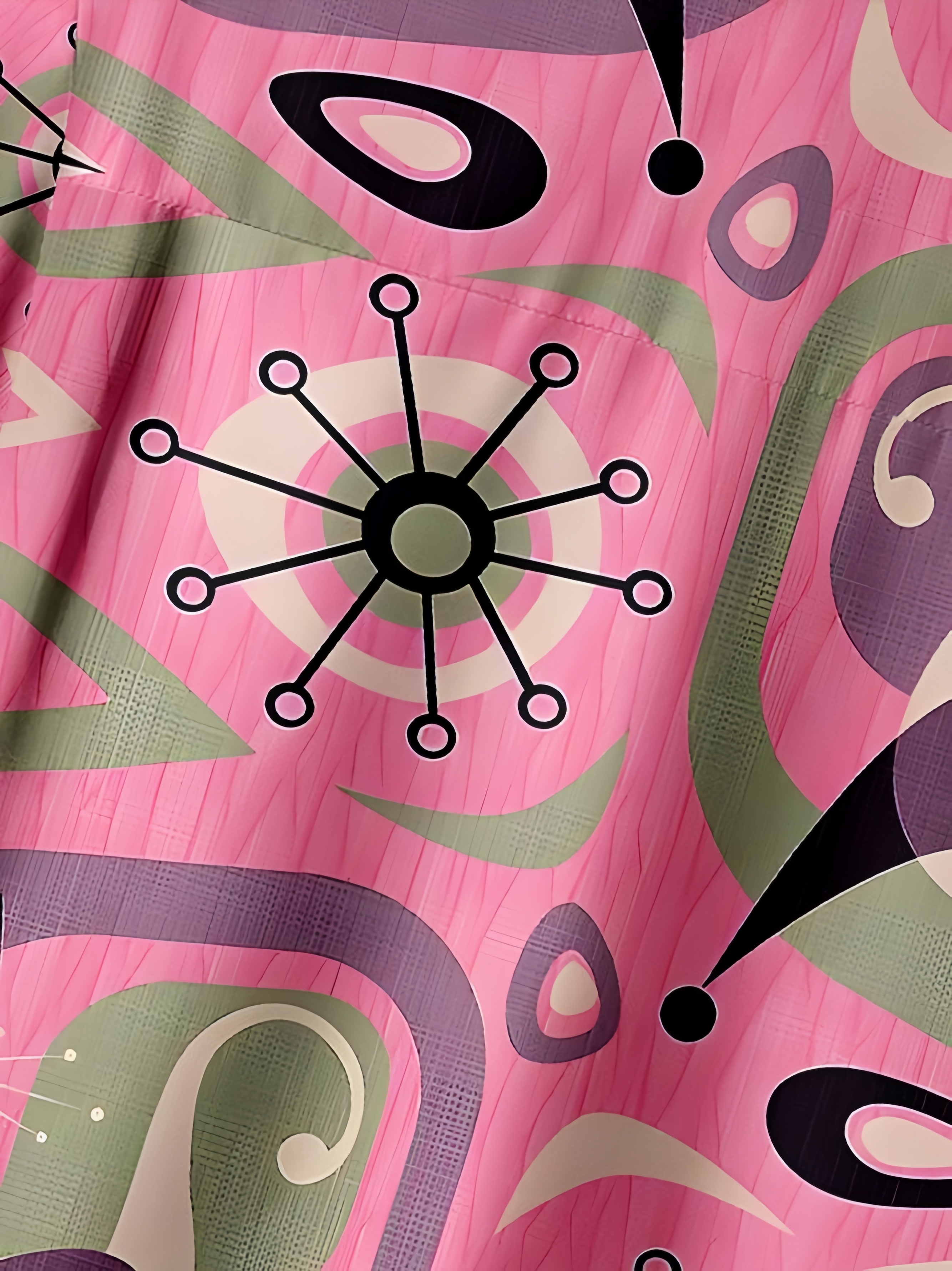 Mid Century Pattern Chest Pocket Short Sleeve Casual Shirt