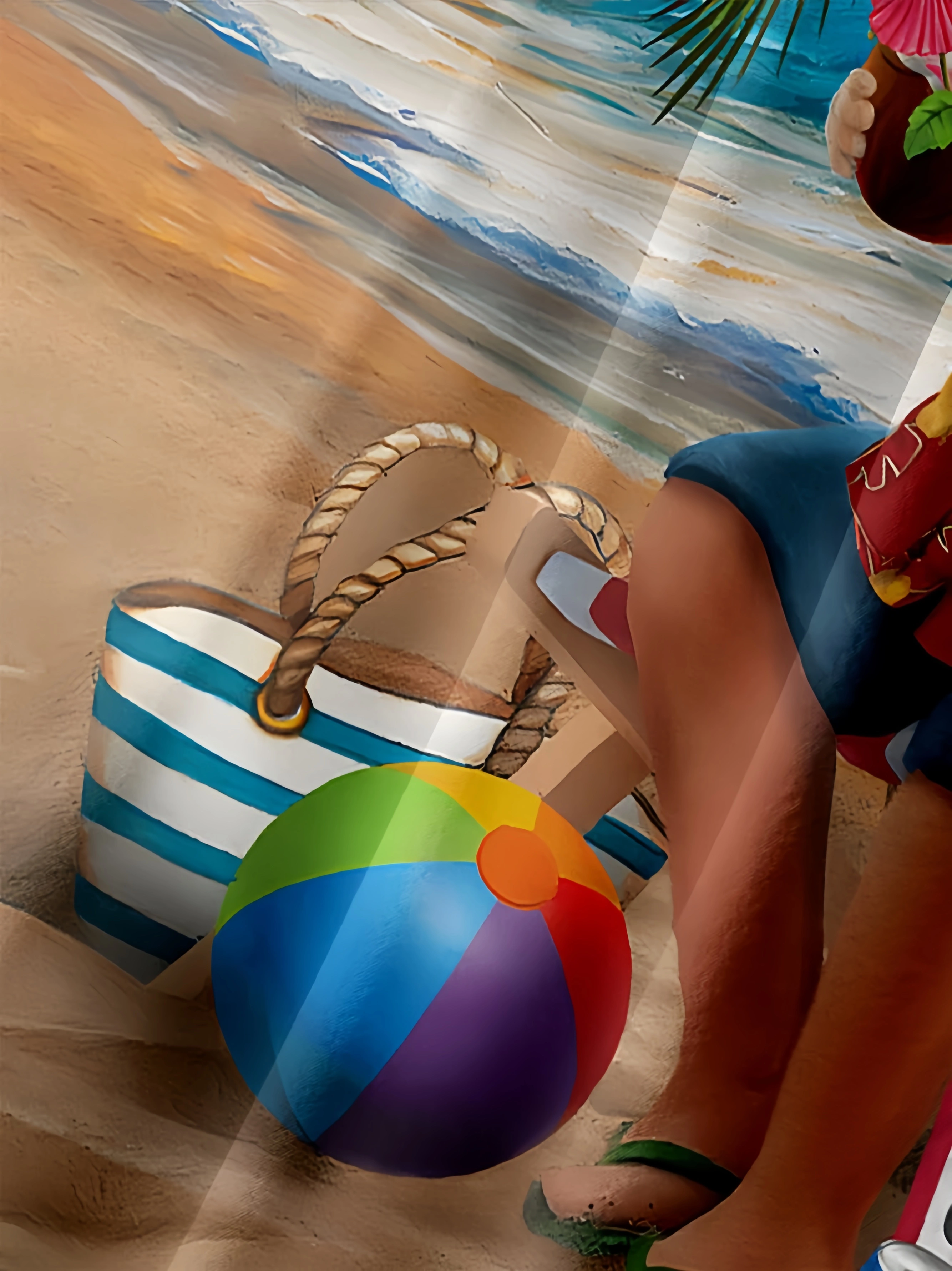 Christmas Beach Santa Chest Pocket Short Sleeve Hawaiian Shirt