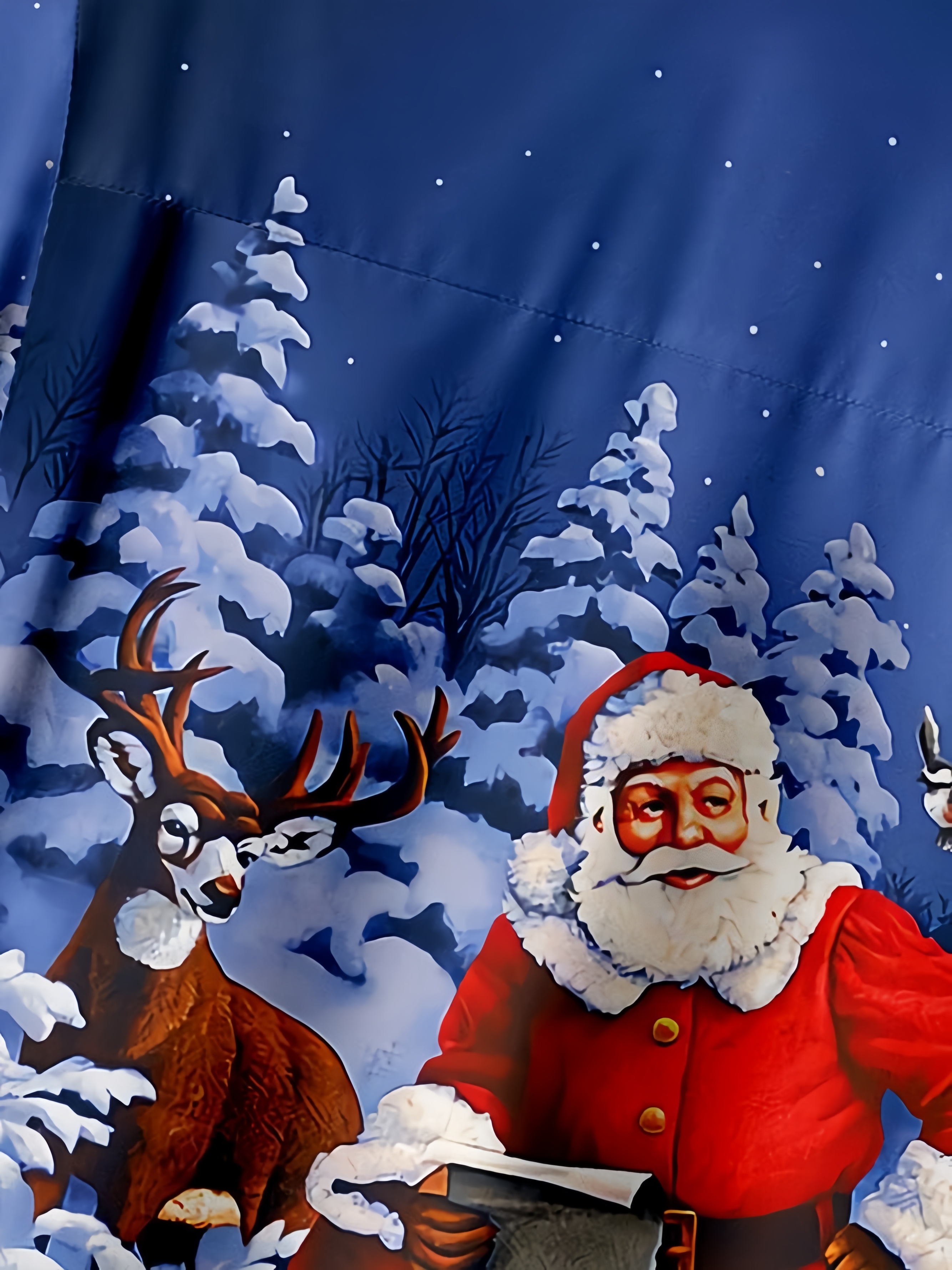 Christmas Santa Claus Chest Pocket Short Sleeve Casual Shirt