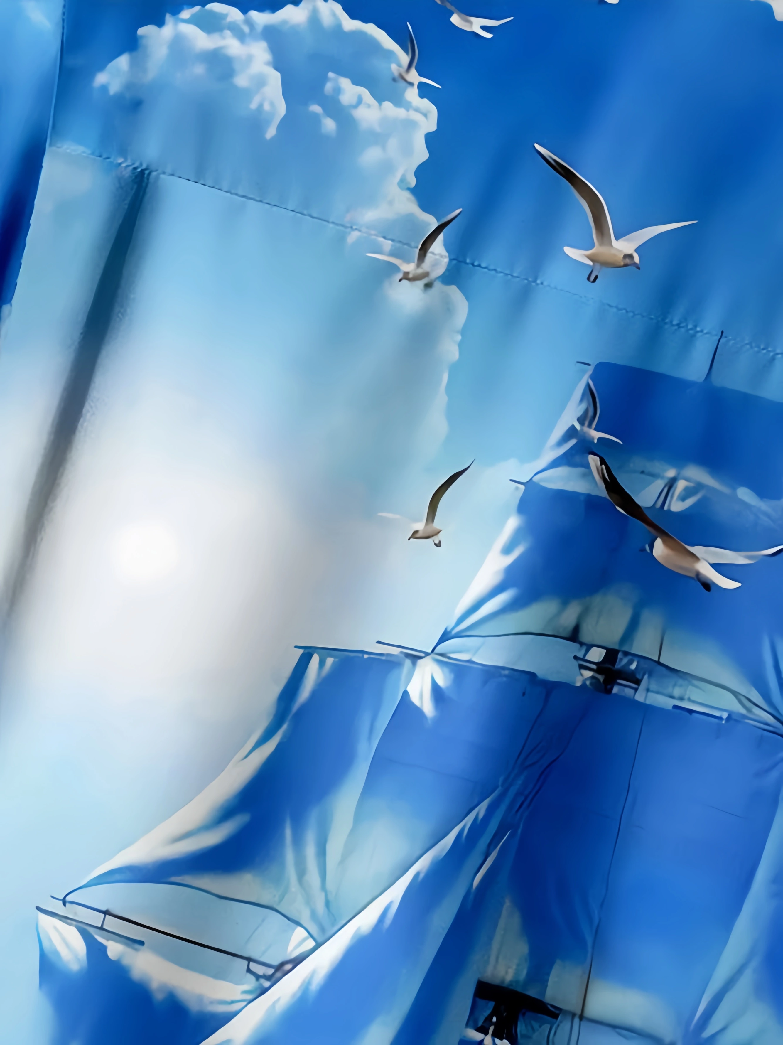 Sailing Boat Chest Pocket Short Sleeve Hawaiian Shirt