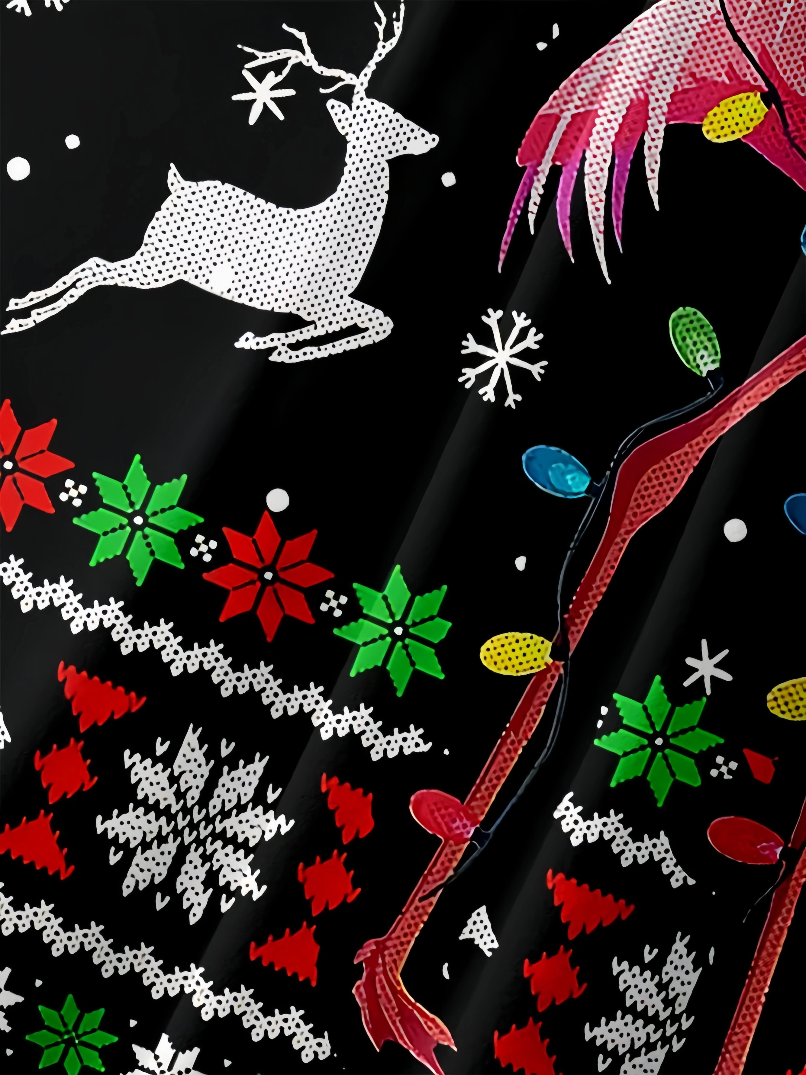 Ugly Christmas Flamingo Chest Pocket Short Sleeve Hawaiian Shirt