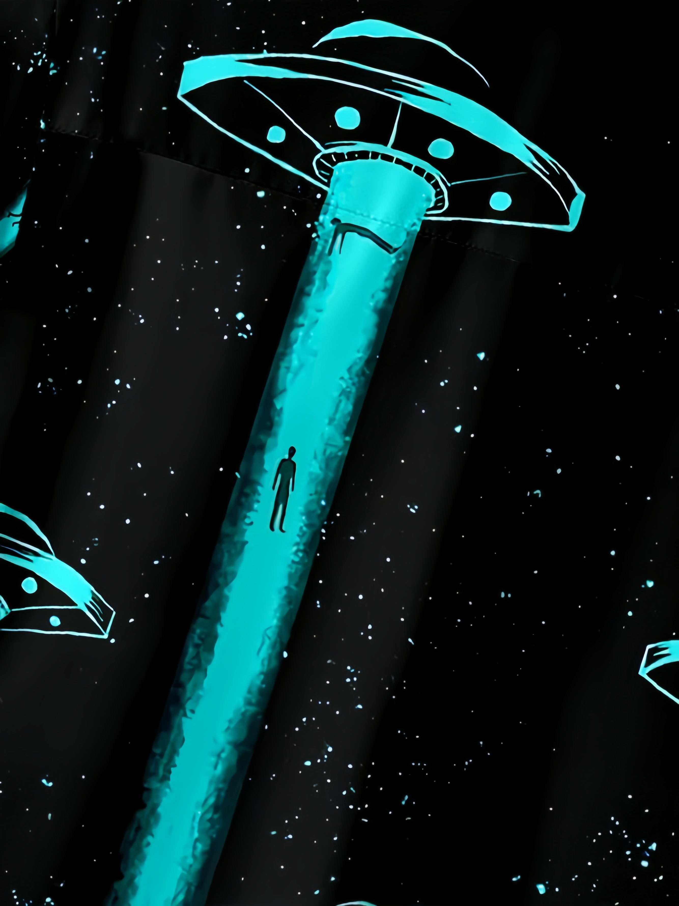 UFO Steal People Chest Pocket Short Sleeve Casual Shirt