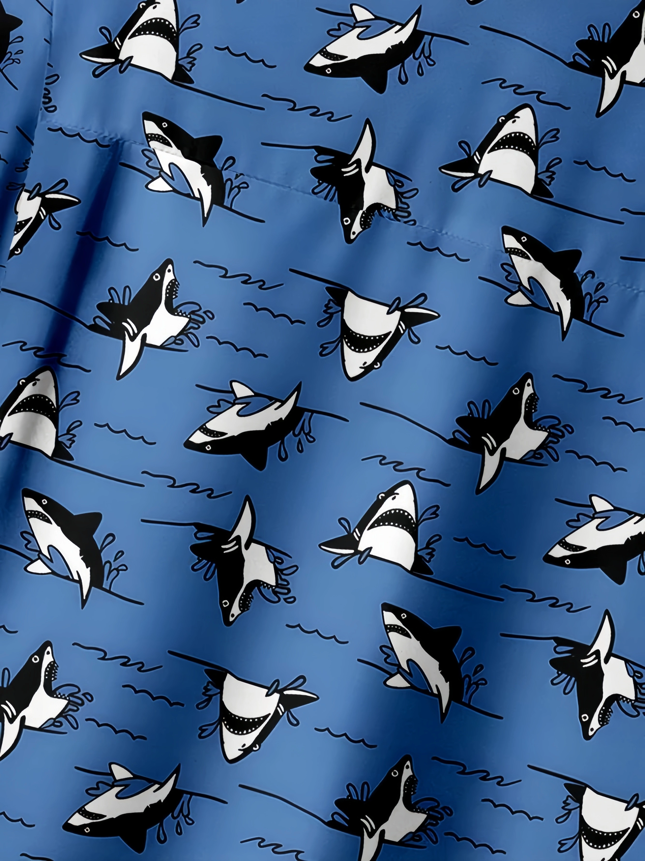 Shark Chest Pocket Short Sleeve Hawaiian Shirt