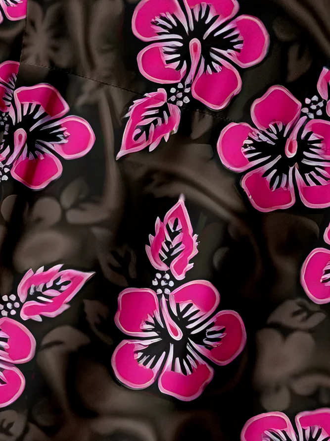 Floral Chest Pocket Short Sleeve Hawaiian Shirt