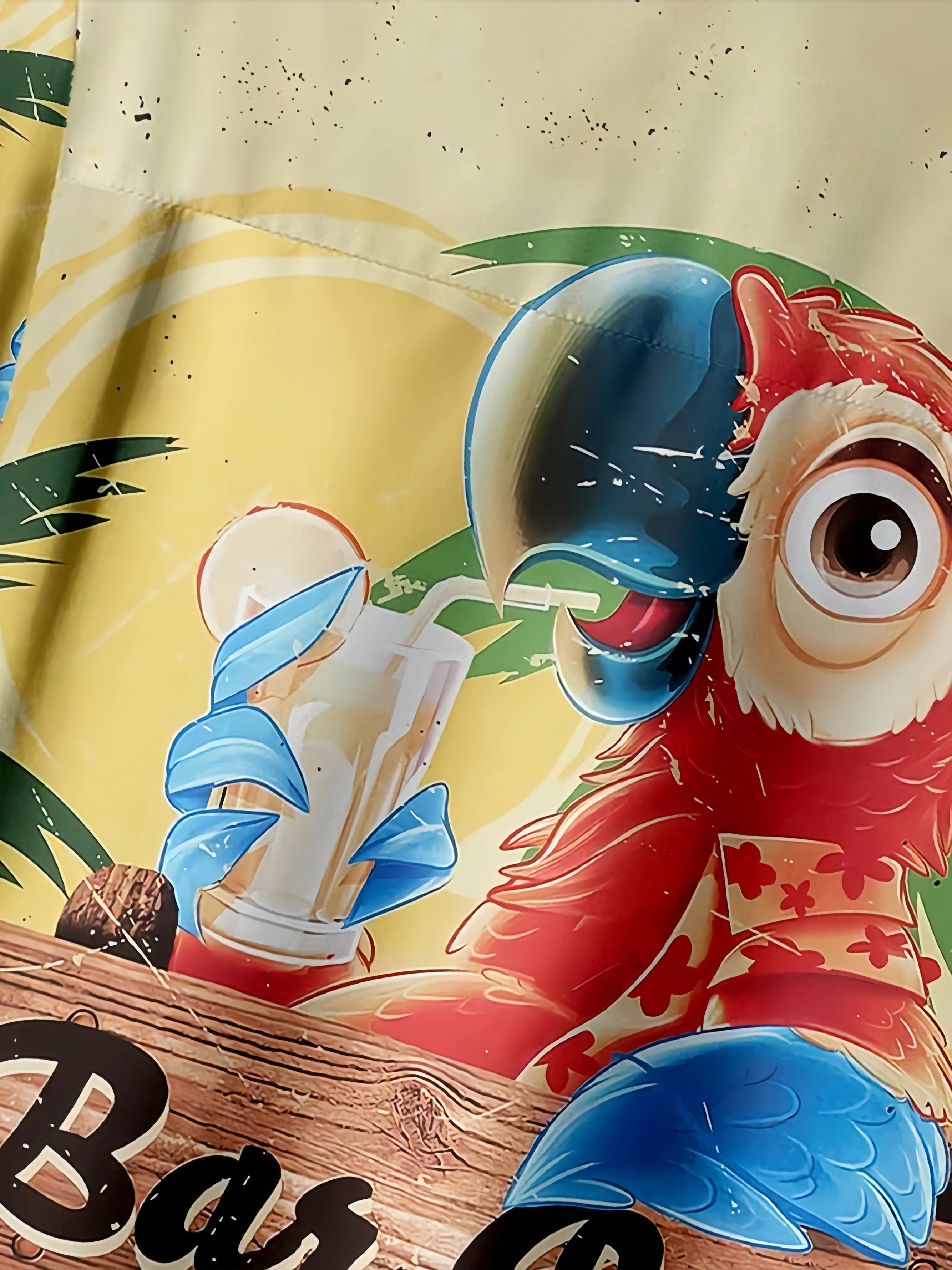 Parrot Chest Pocket Short Sleeve Hawaiian Shirt