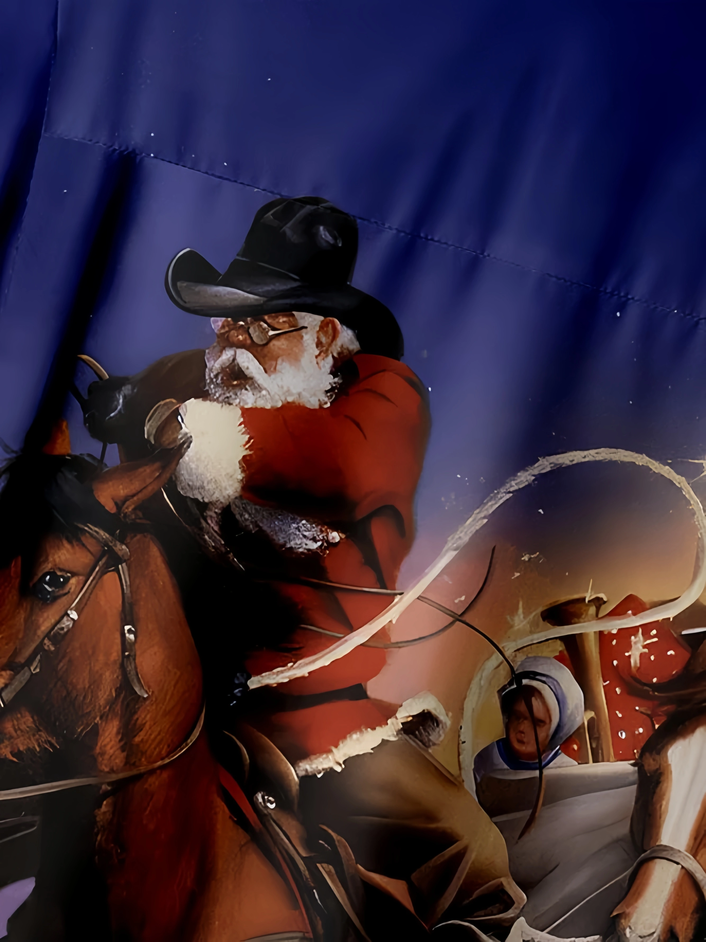 Christmas Santa Riding Chest Pocket Short Sleeve Hawaiian Shirt