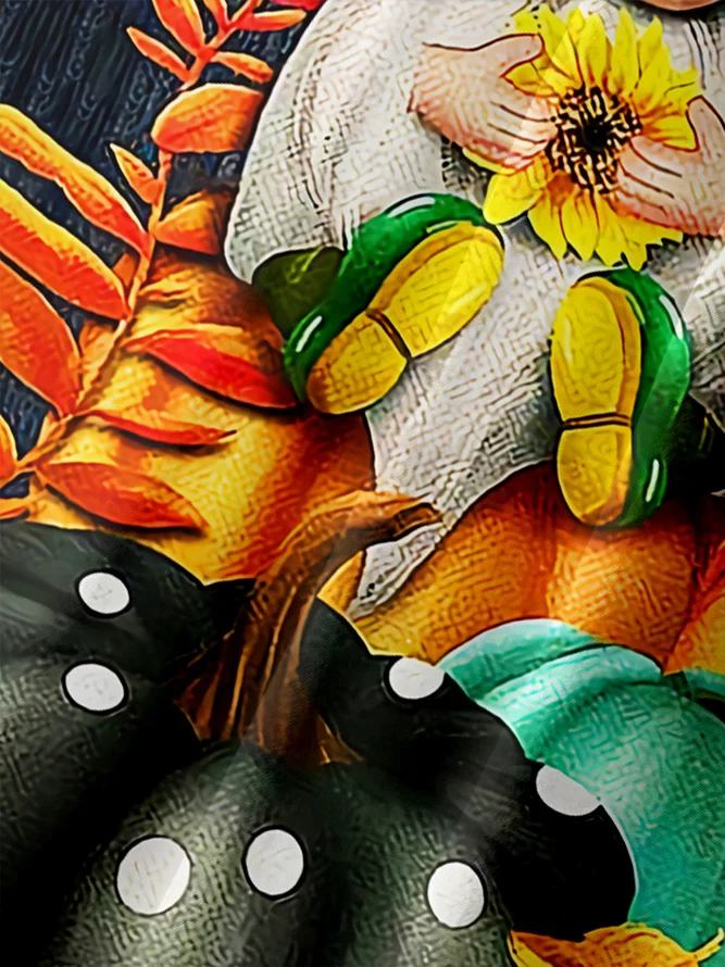 Thanksgiving Gnomes Chest Pocket Short Sleeve Casual Shirt