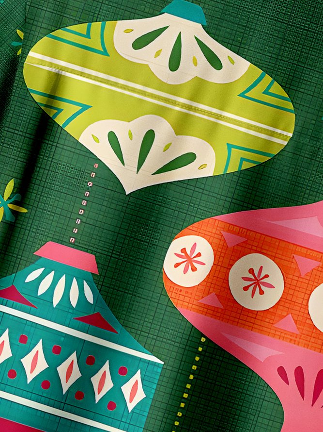 Christmas Chest Pocket Short Sleeve Casual Shirt