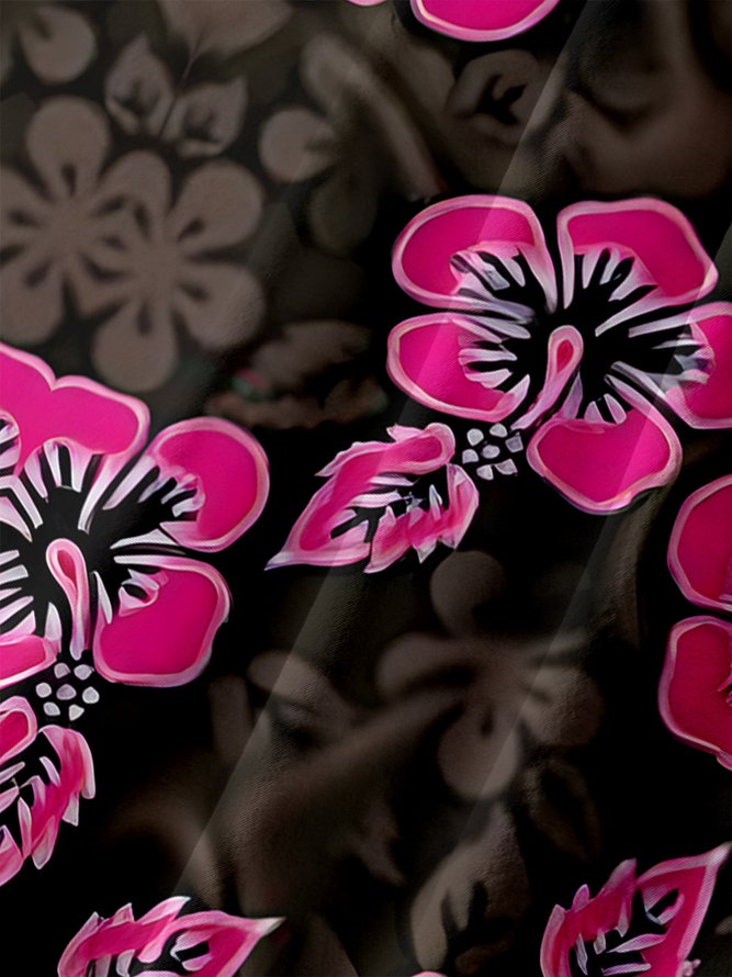 Floral Chest Pocket Short Sleeve Hawaiian Shirt