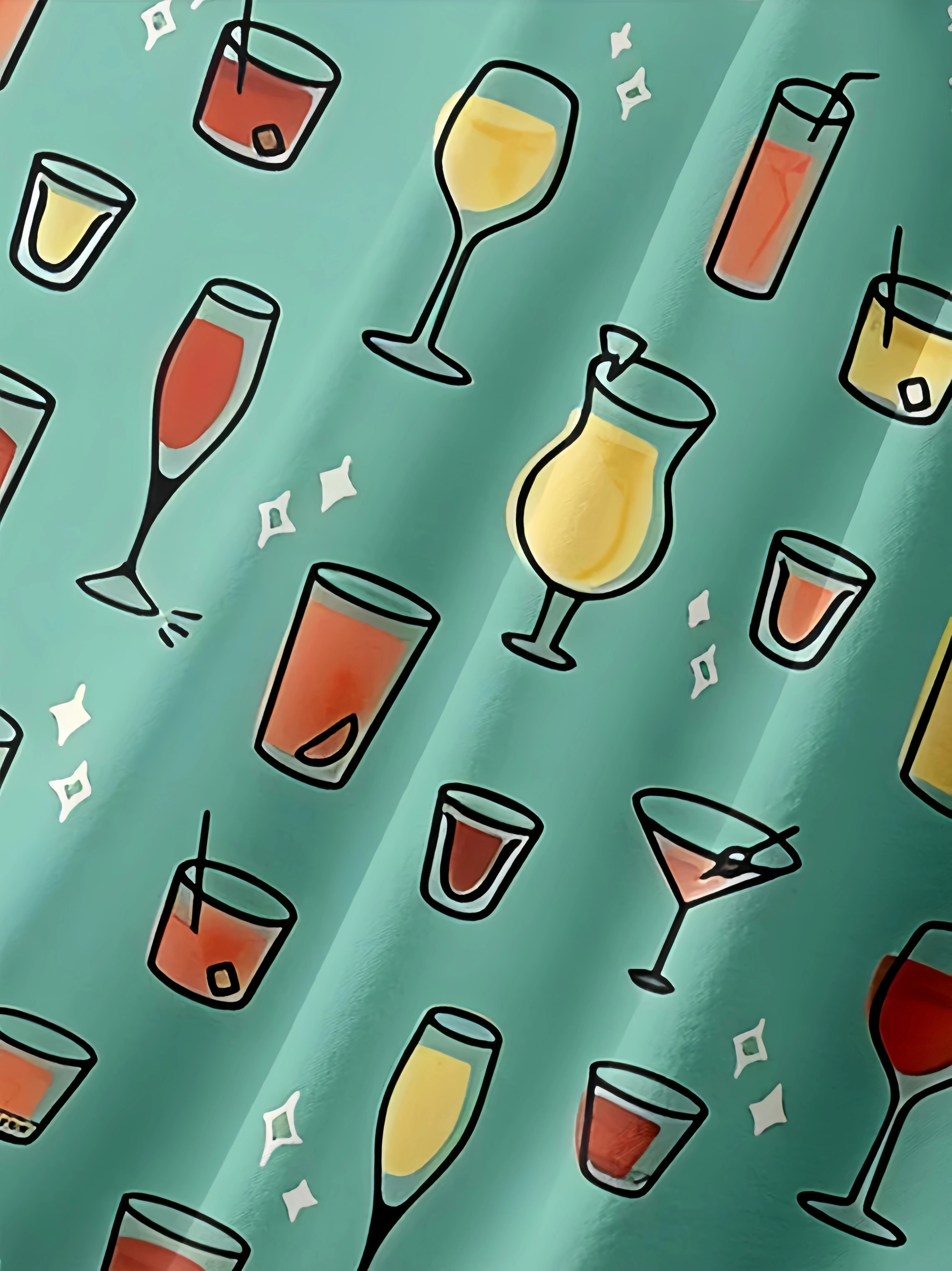 Cocktail Chest Pocket Short Sleeve Hawaiian Shirt