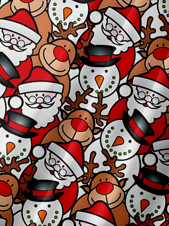 Christmas Chest Pocket Short Sleeve Hawaiian Shirt