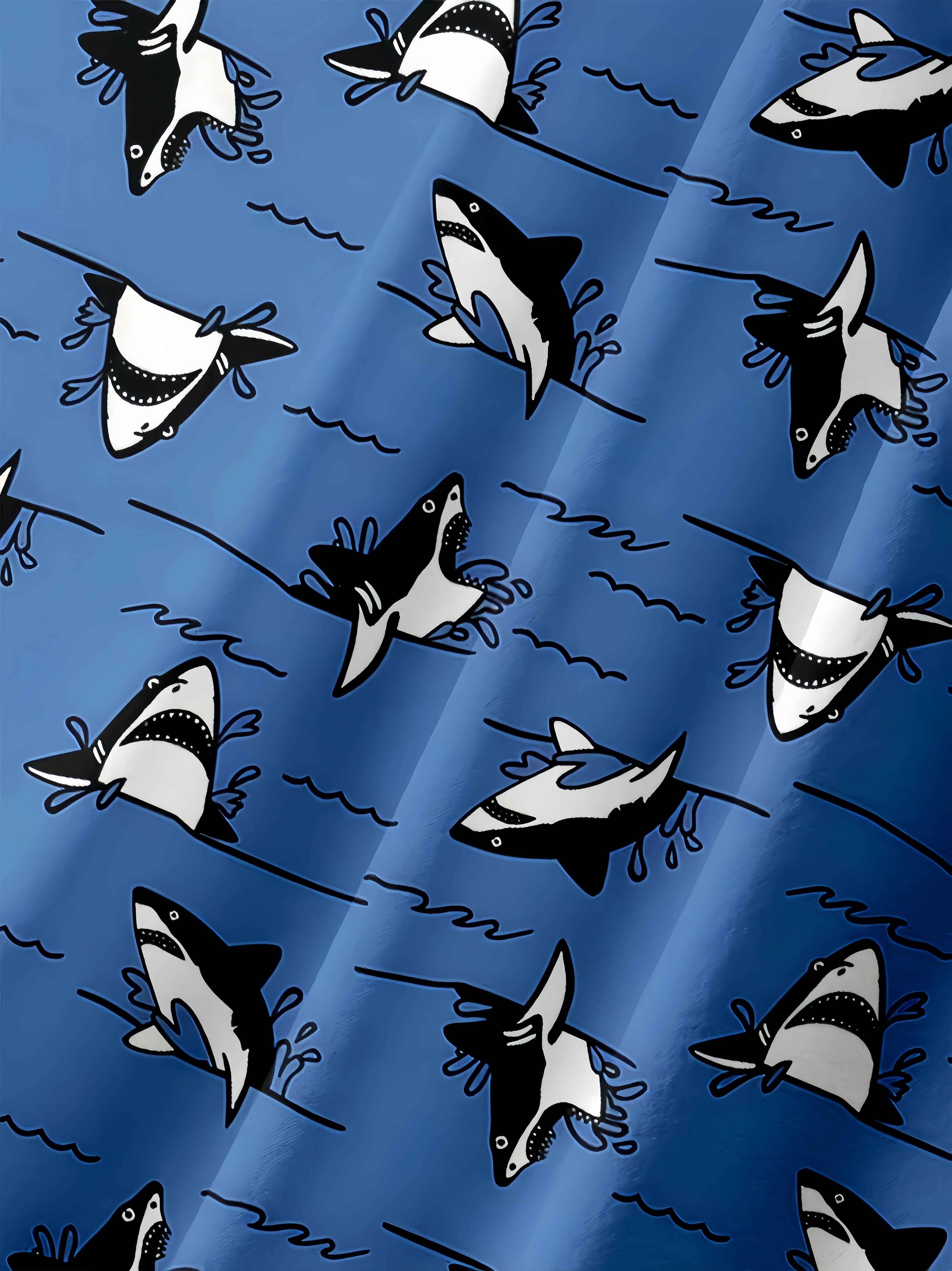 Shark Chest Pocket Short Sleeve Hawaiian Shirt