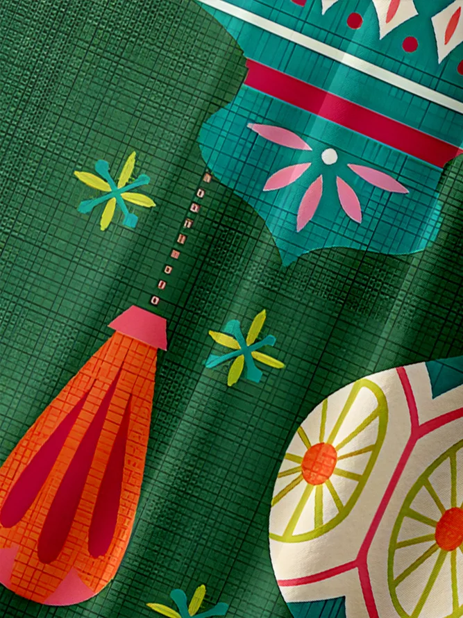 Christmas Chest Pocket Short Sleeve Casual Shirt